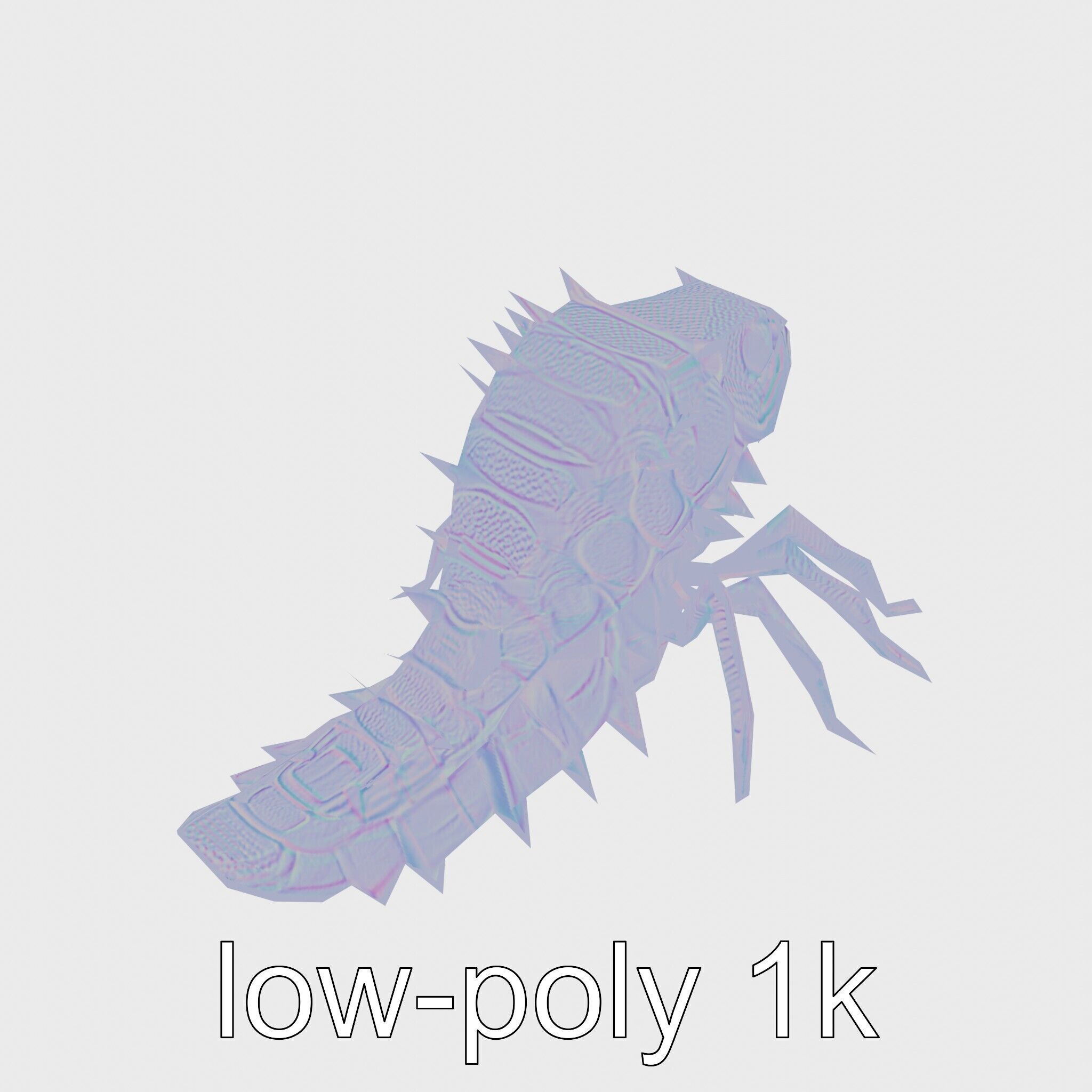 Insectoid Monster Creature Model with Spiked Shell Low-poly 3D model_24