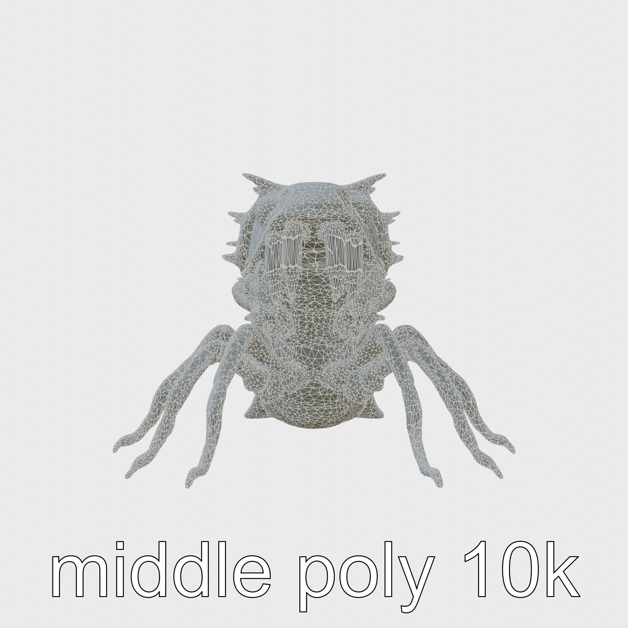 Insectoid Monster Creature Model with Spiked Shell Low-poly 3D model_5