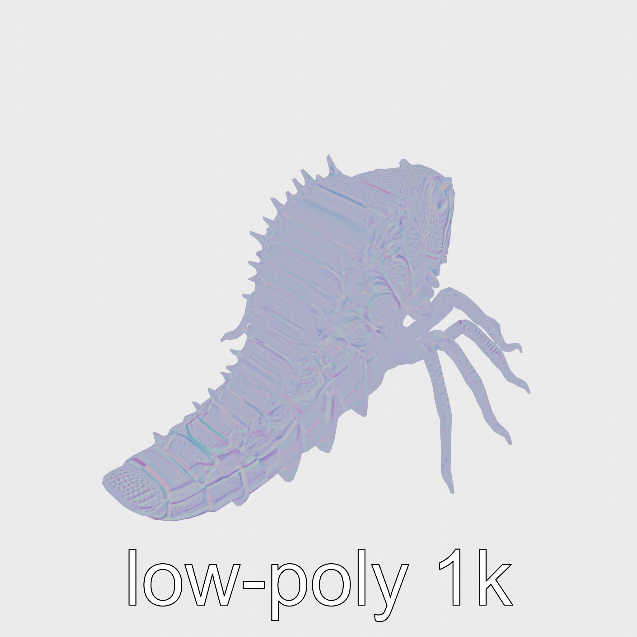 Insectoid Monster Creature Model with Spiked Shell Low-poly 3D model_20