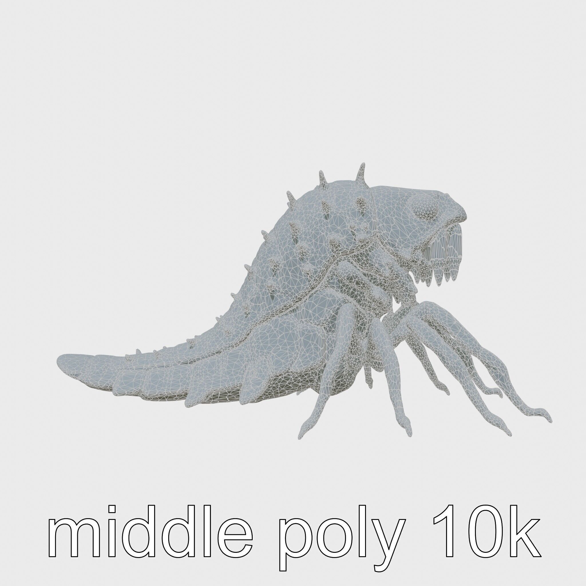 Insectoid Monster Creature Model with Spiked Shell Low-poly 3D model_26