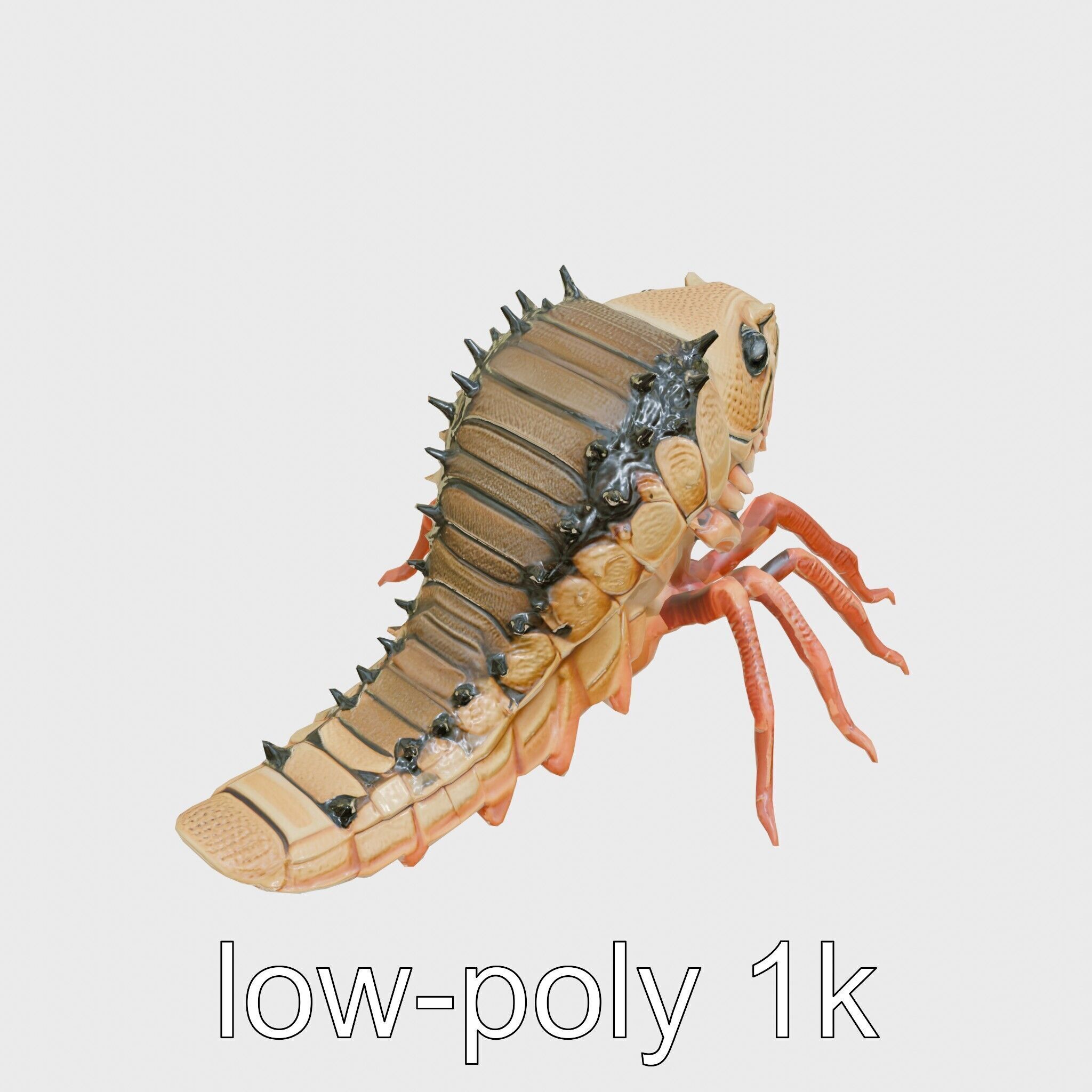 Insectoid Monster Creature Model with Spiked Shell Low-poly 3D model_9