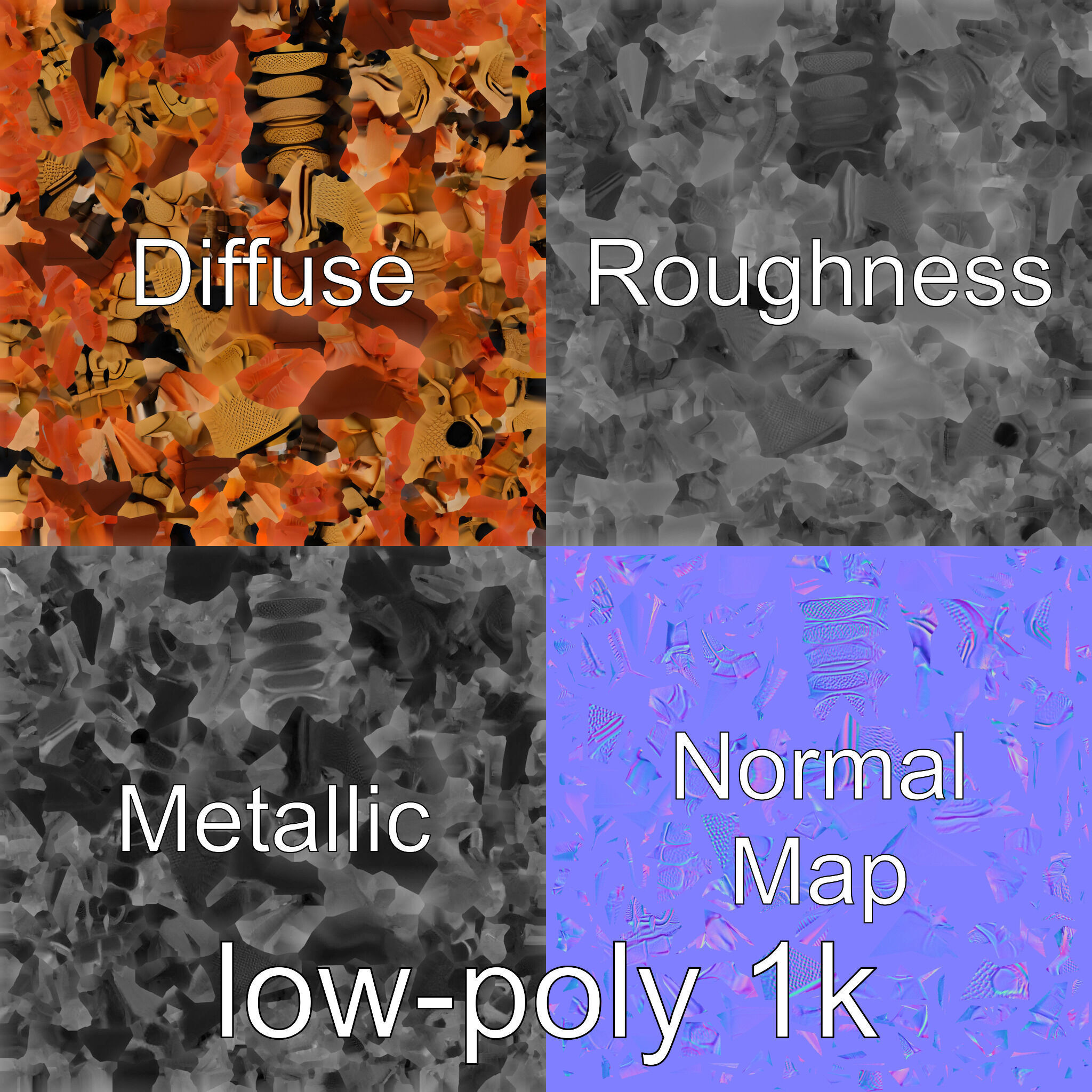 Insectoid Monster Creature Model with Spiked Shell Low-poly 3D model_1