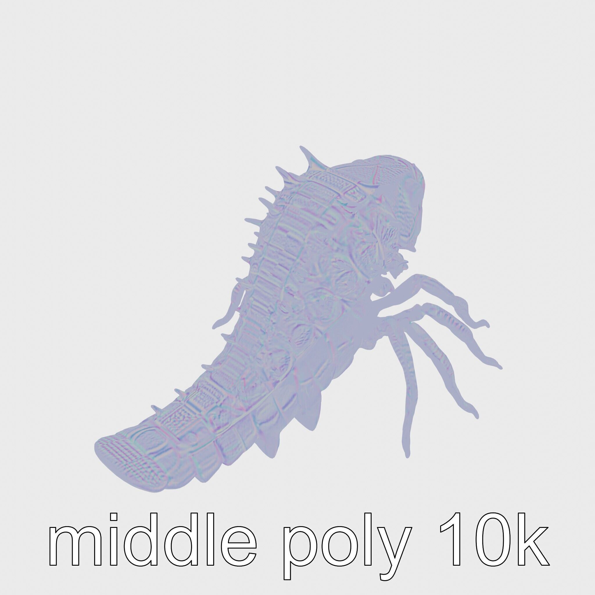 Insectoid Monster Creature Model with Spiked Shell Low-poly 3D model_14