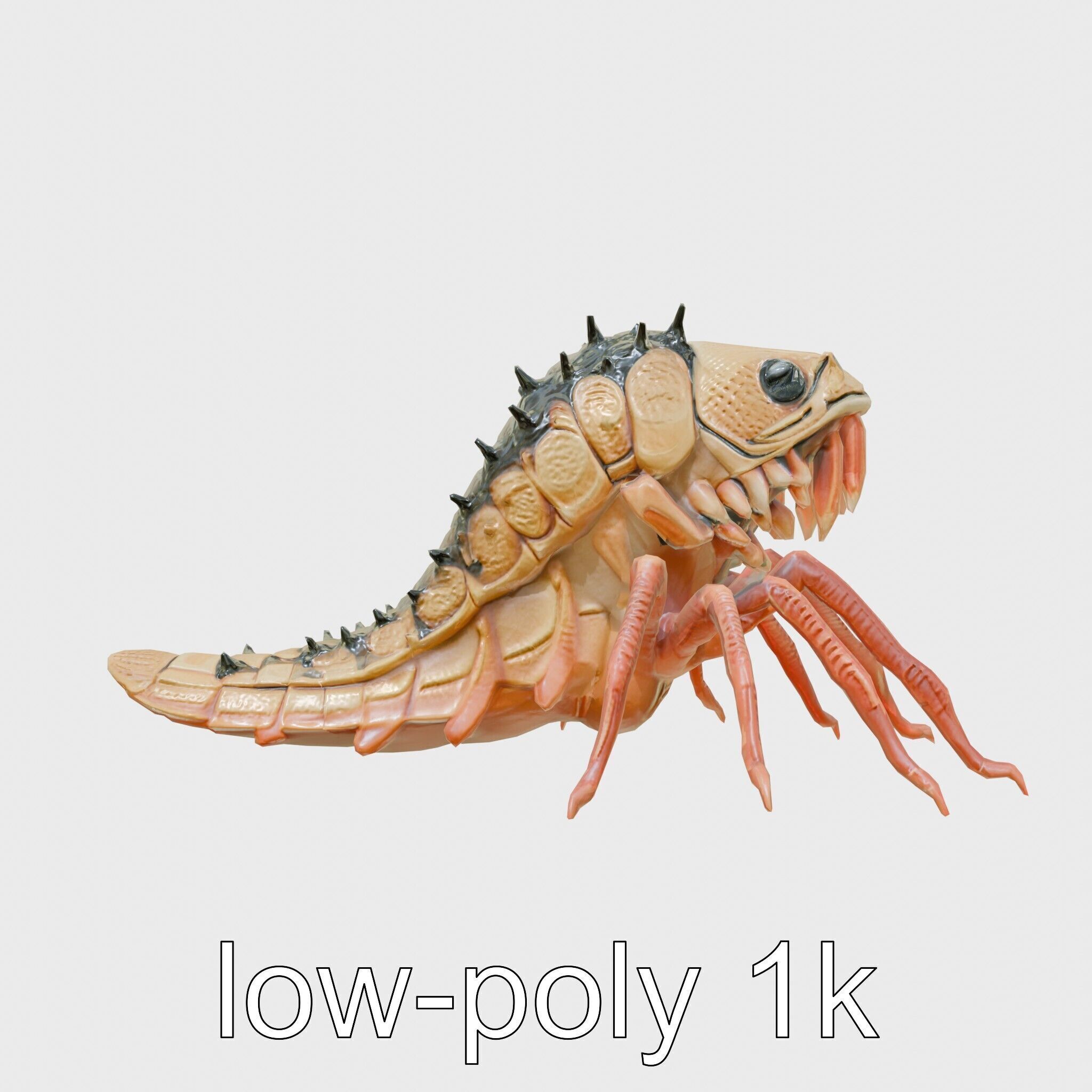 Insectoid Monster Creature Model with Spiked Shell Low-poly 3D model_11