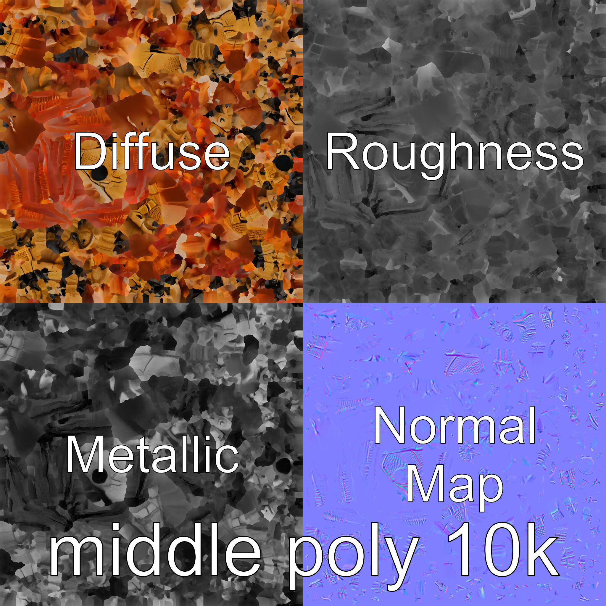 Insectoid Monster Creature Model with Spiked Shell Low-poly 3D model_30