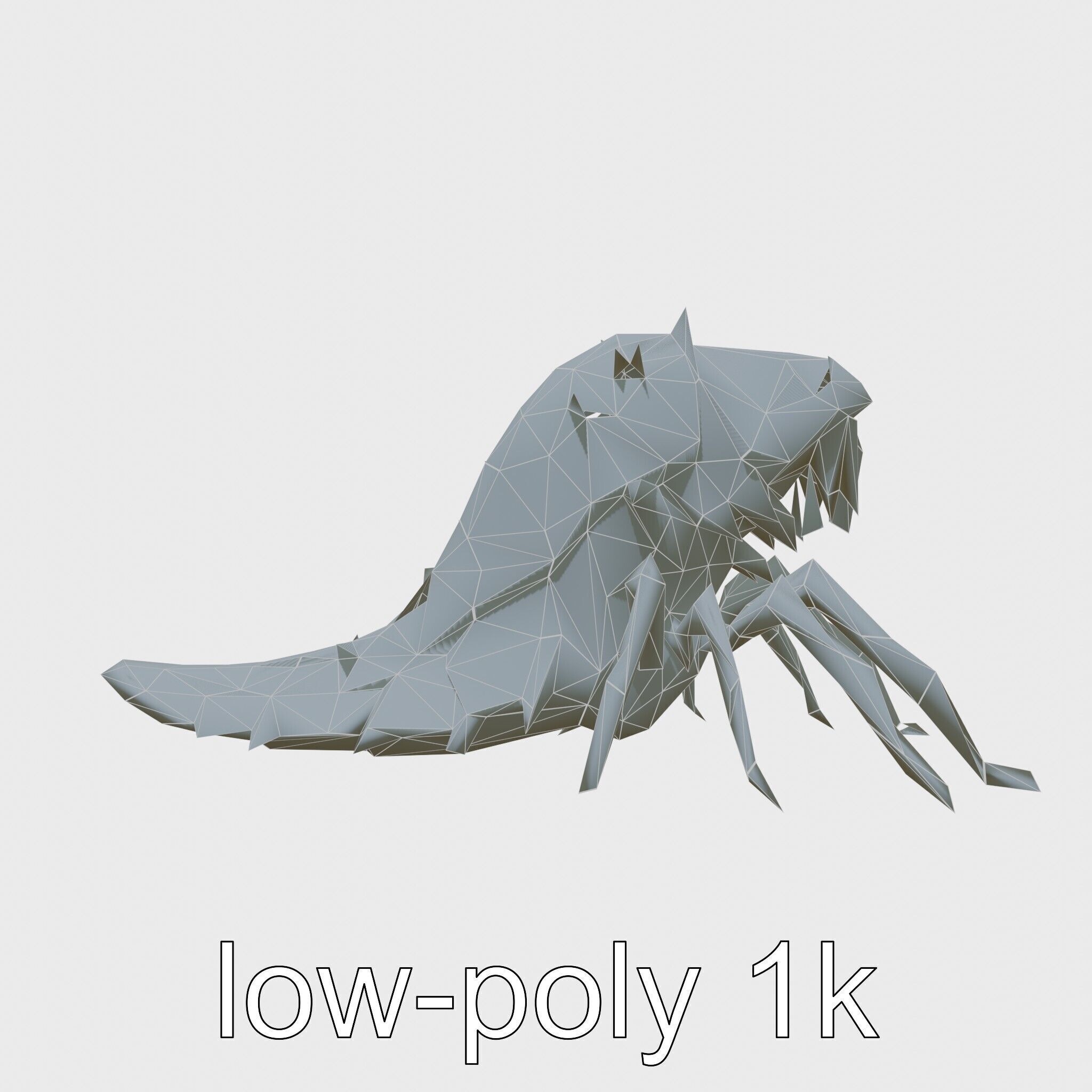 Insectoid Monster Creature Model with Spiked Shell Low-poly 3D model_7