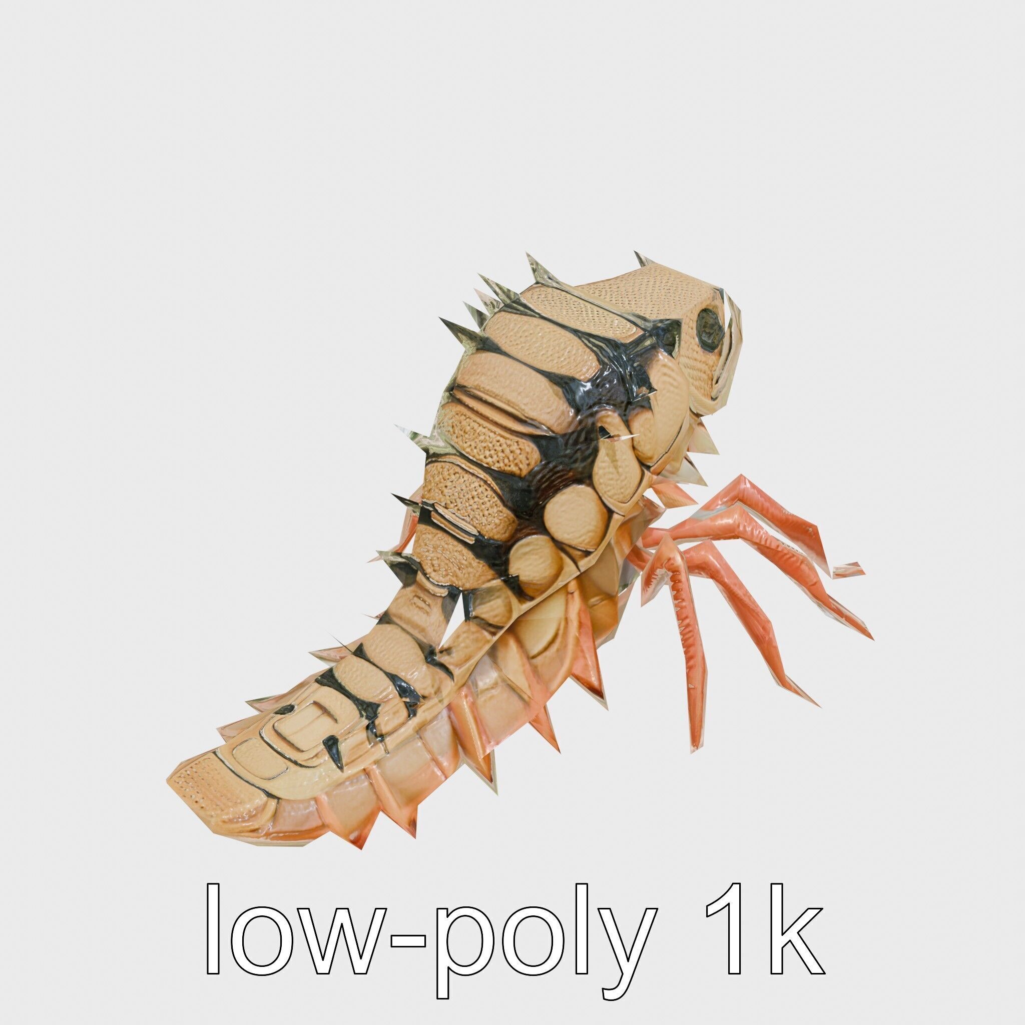 Insectoid Monster Creature Model with Spiked Shell Low-poly 3D model_23