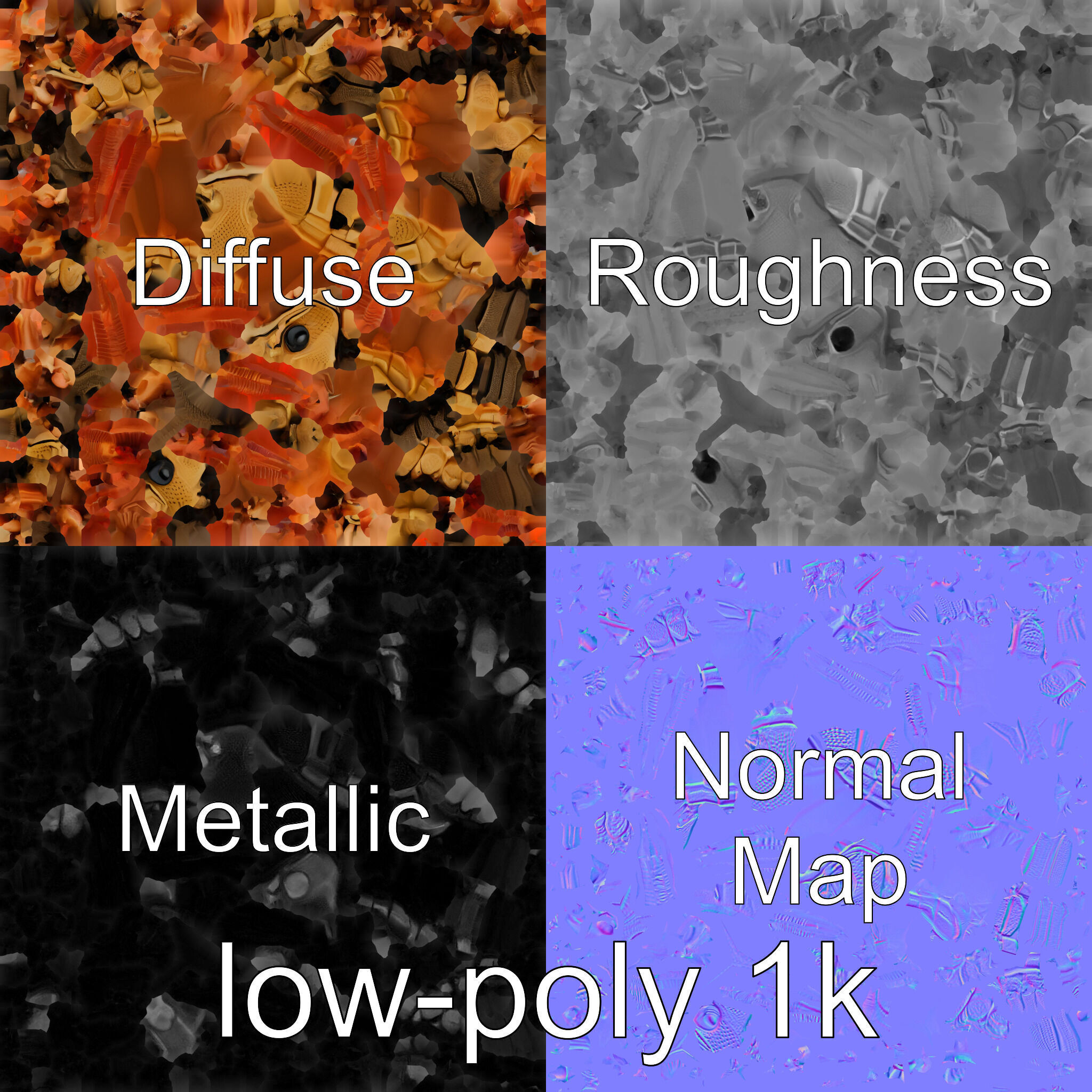 Insectoid Monster Creature Model with Spiked Shell Low-poly 3D model_28