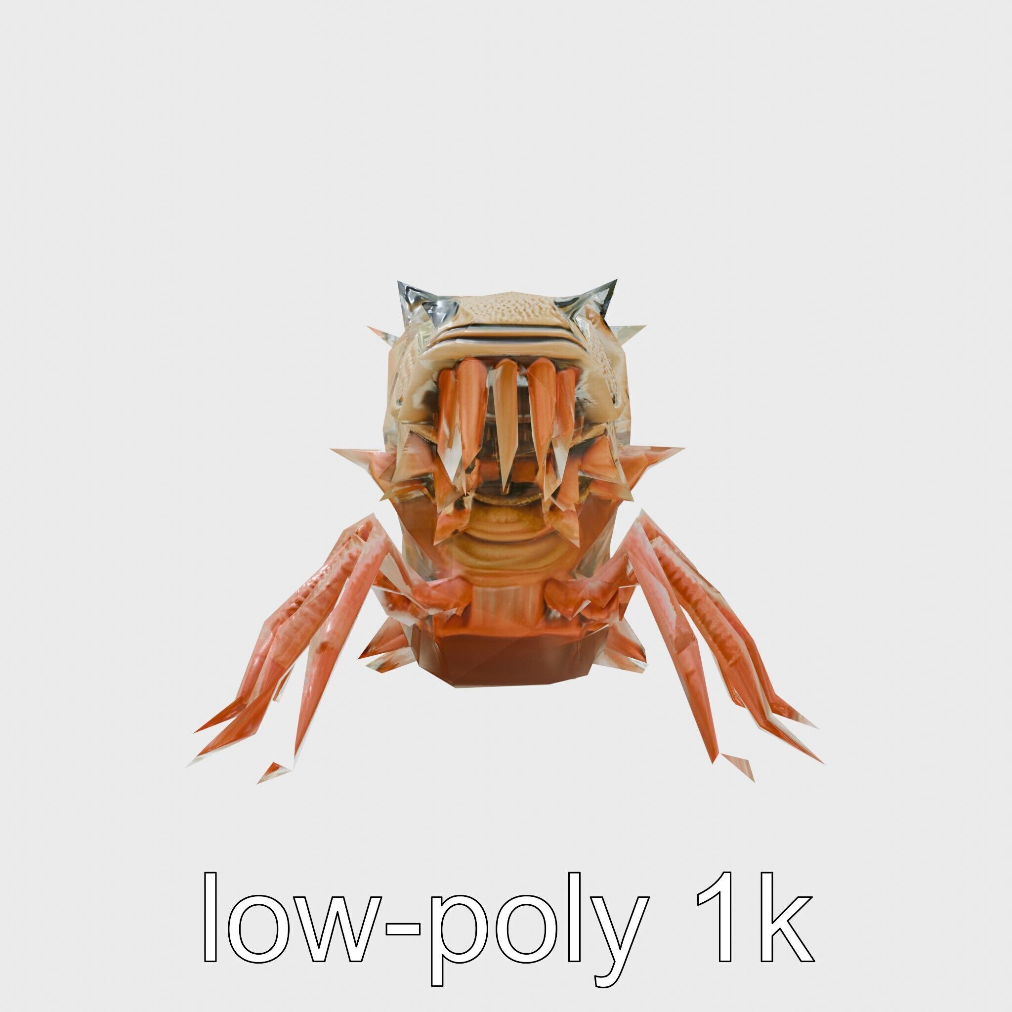Insectoid Monster Creature Model with Spiked Shell Low-poly 3D model_18