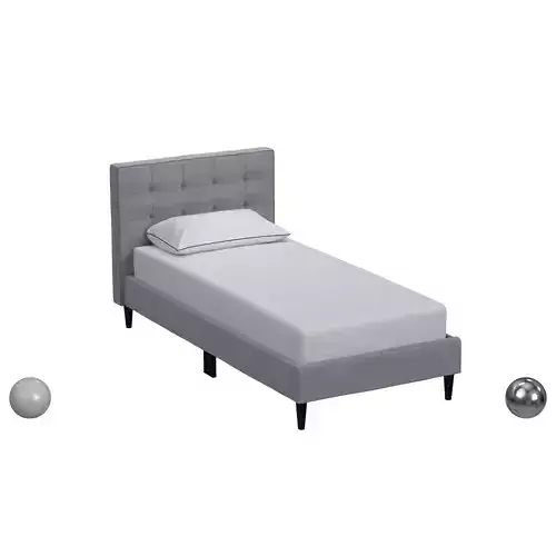 Single Grid Tufted Bed - Gray