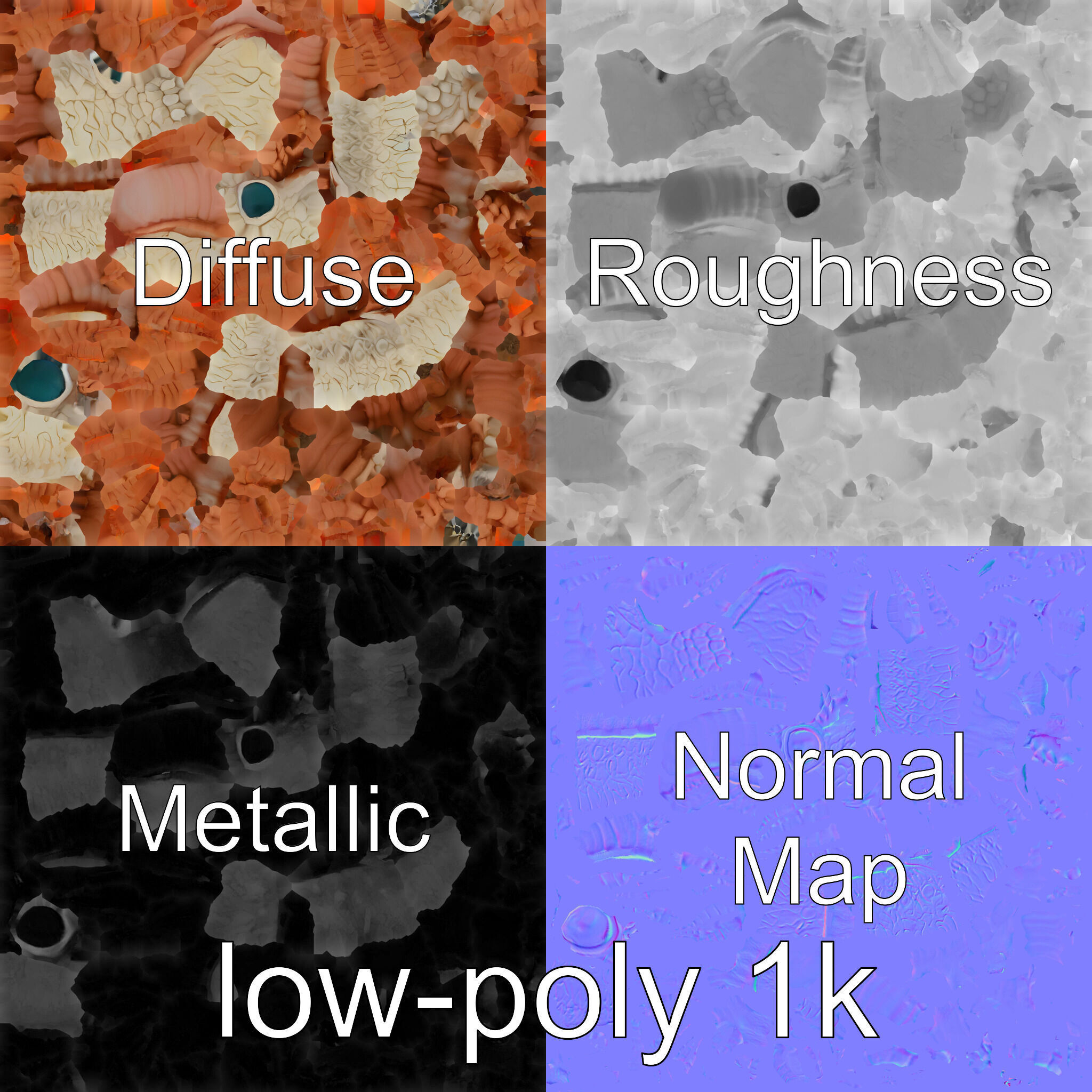 Tentacled Creature with Insect Eyes Low-poly 3D model_28