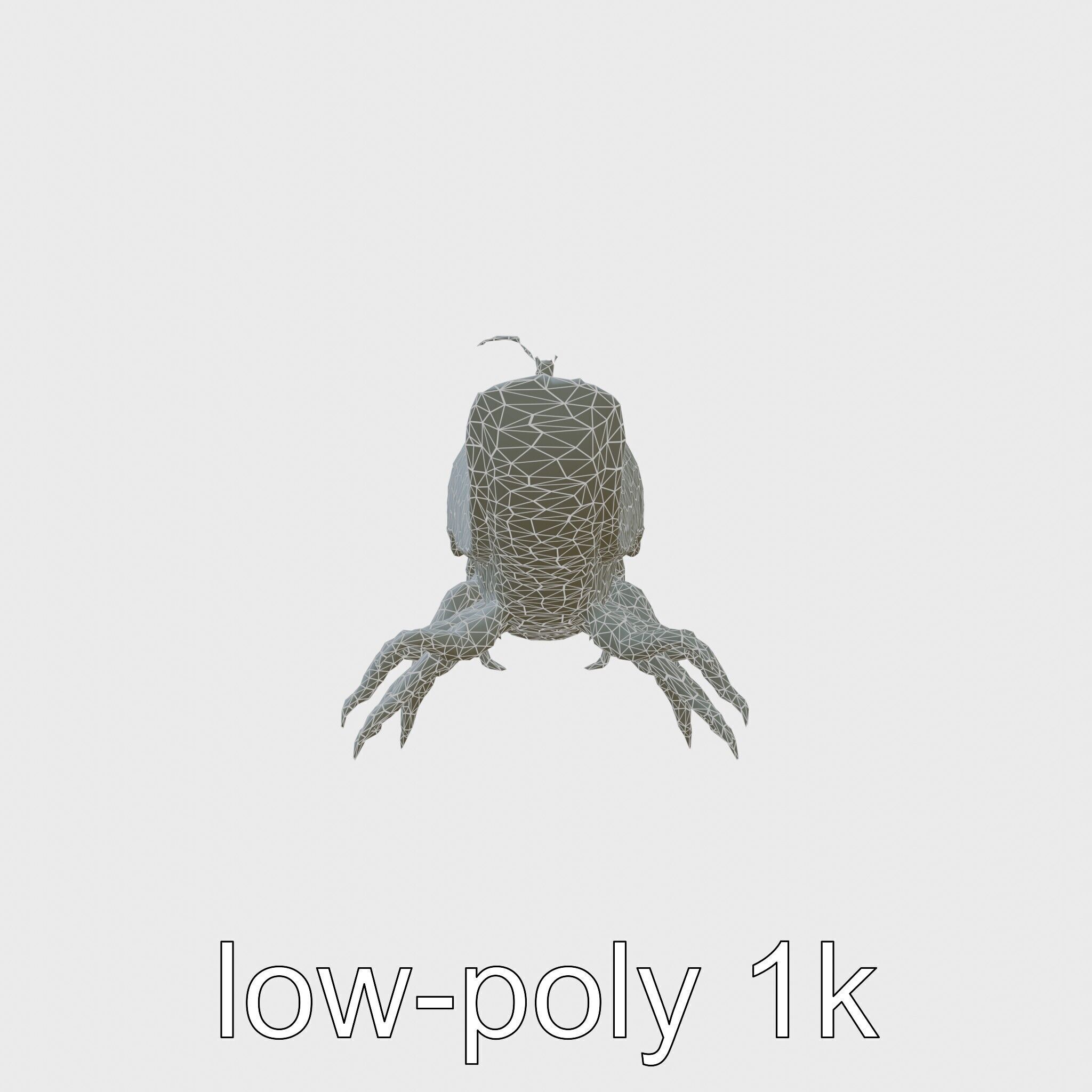Tentacled Creature with Insect Eyes Low-poly 3D model_6