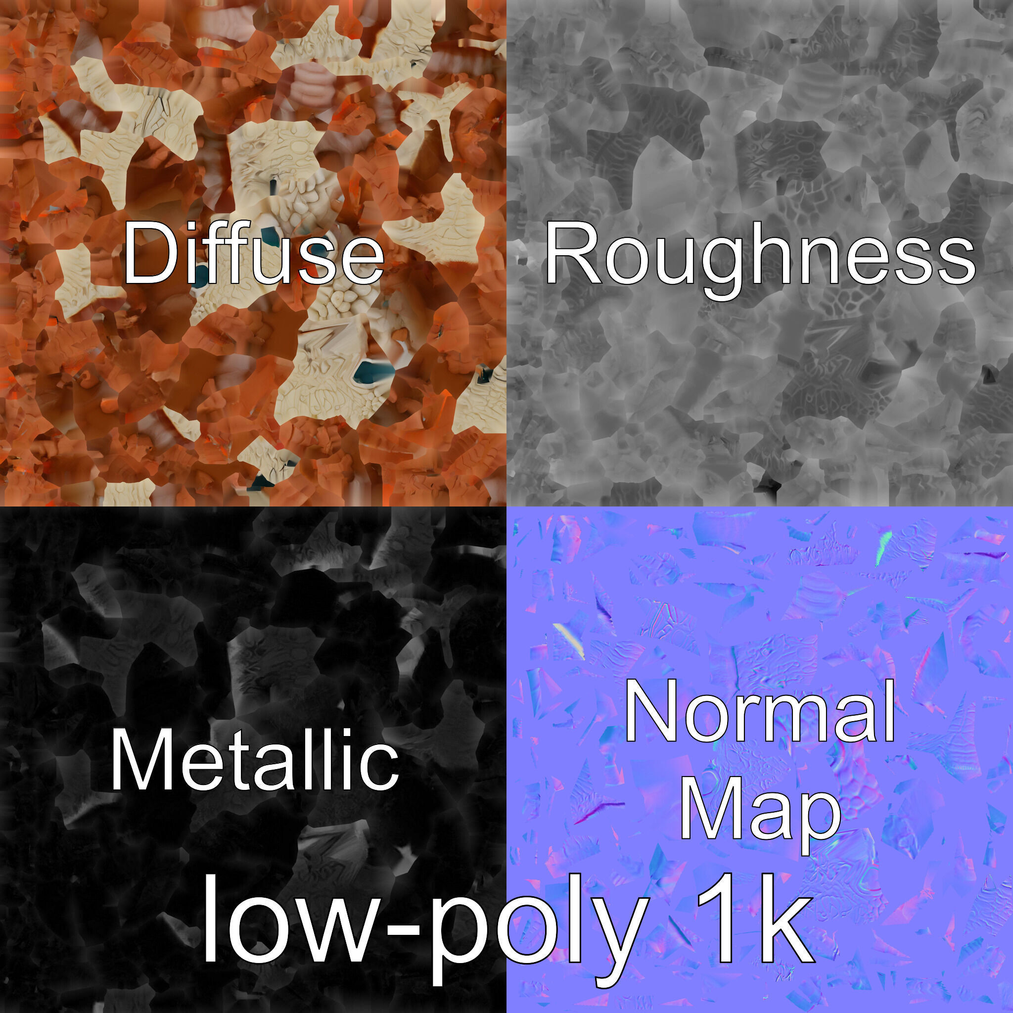 Tentacled Creature with Insect Eyes Low-poly 3D model_1