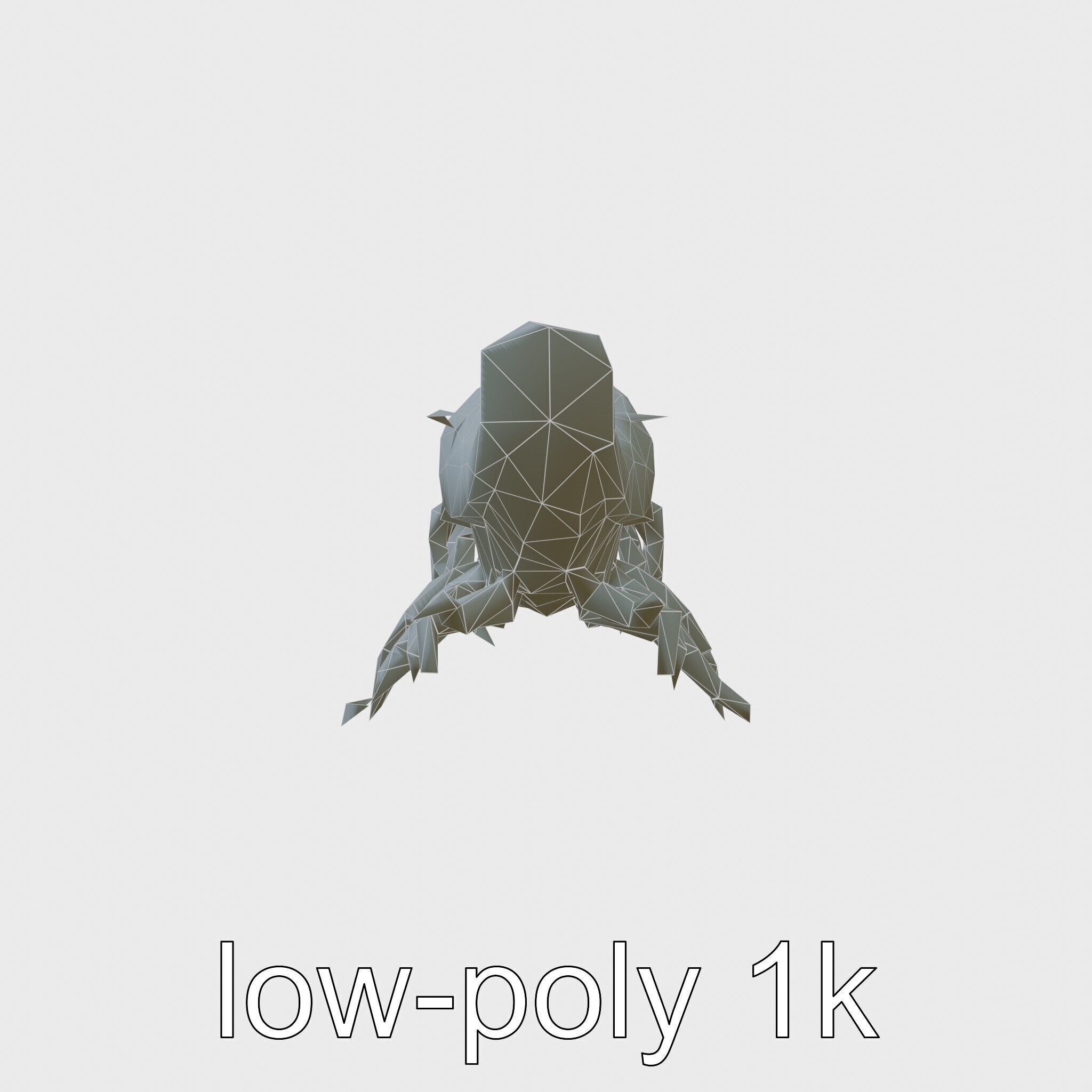 Tentacled Creature with Insect Eyes Low-poly 3D model_7