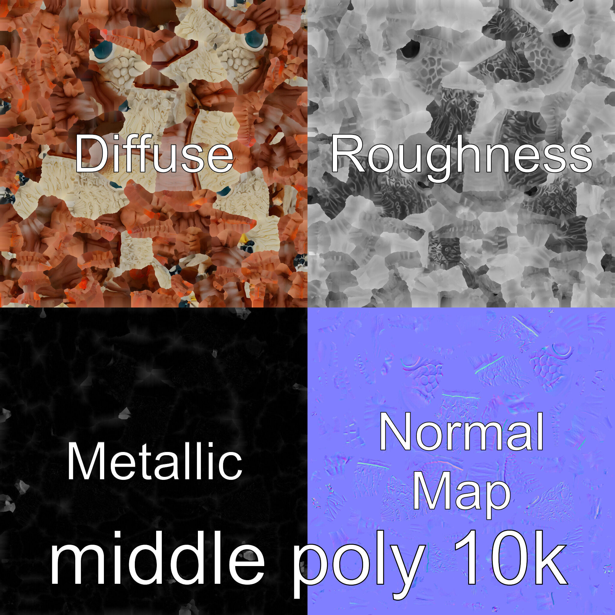 Tentacled Creature with Insect Eyes Low-poly 3D model_30