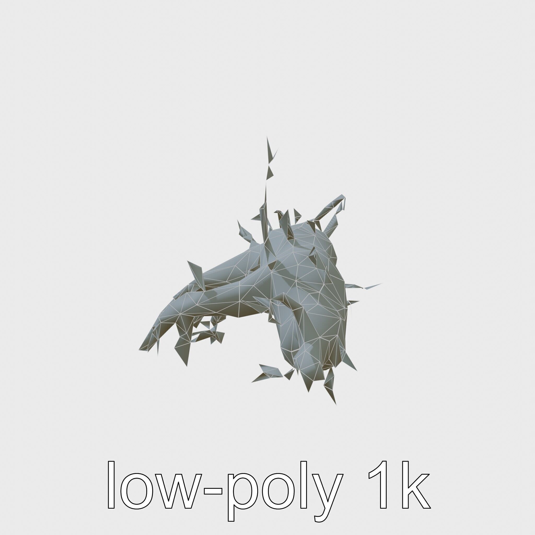 Enchanted Thorned Creature with Luminous Points Low-poly 3D model_16