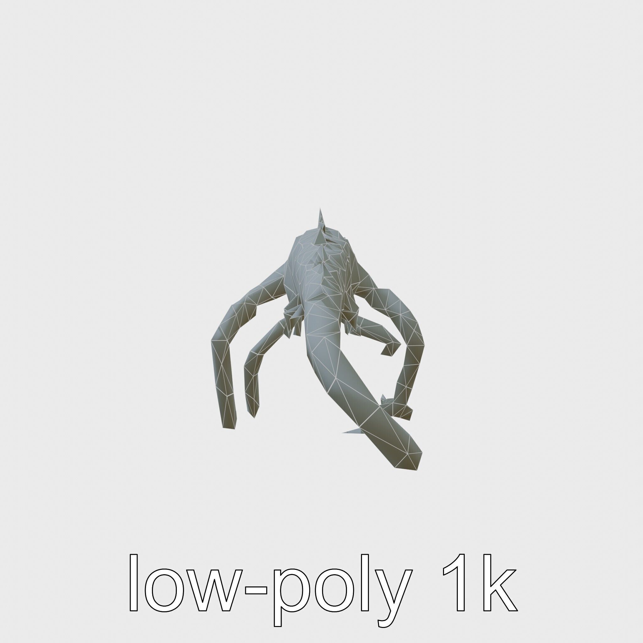 Amorphous Monster with Snakelike Limbs Structure Low-poly 3D model_7