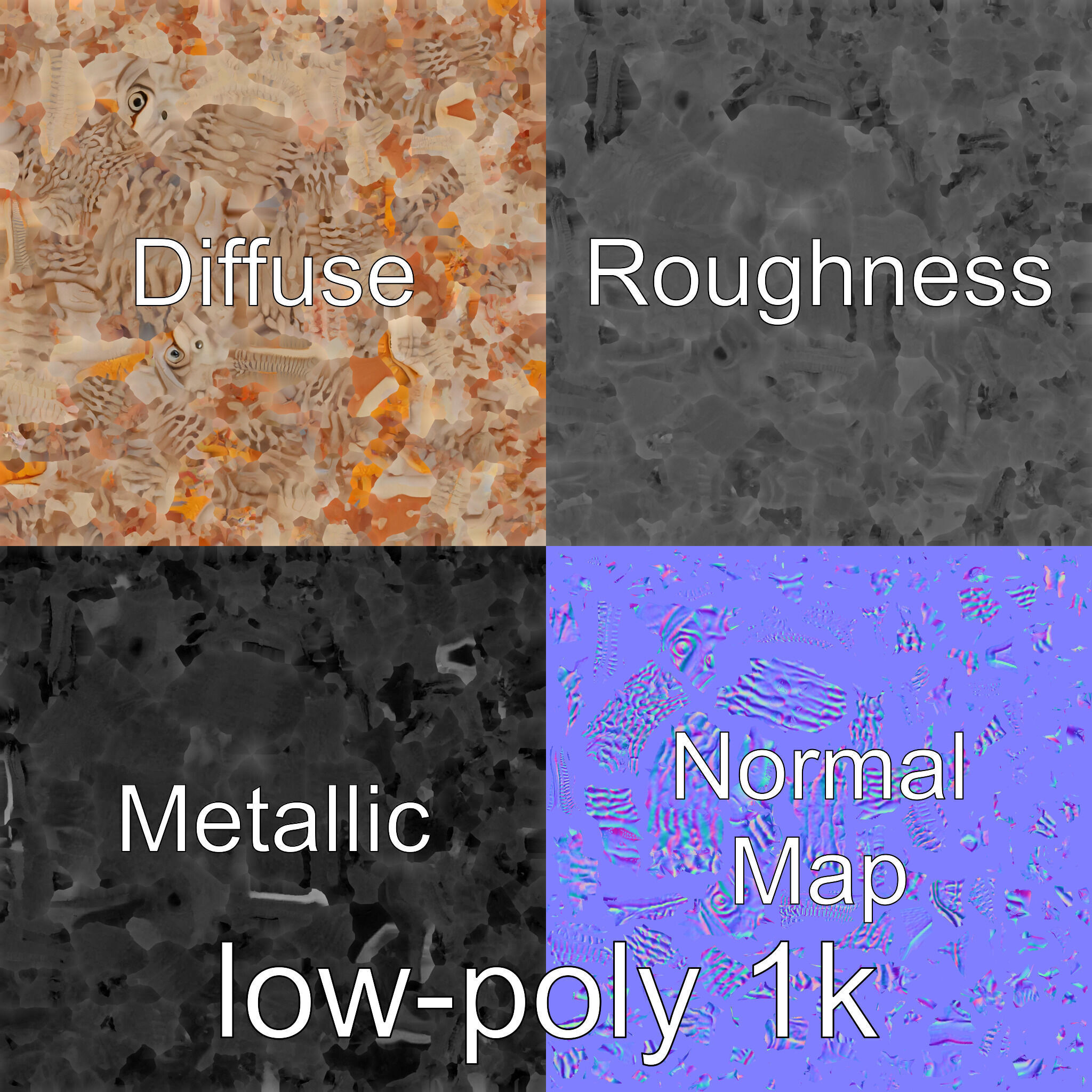 Amorphous Monster with Snakelike Limbs Structure Low-poly 3D model_27