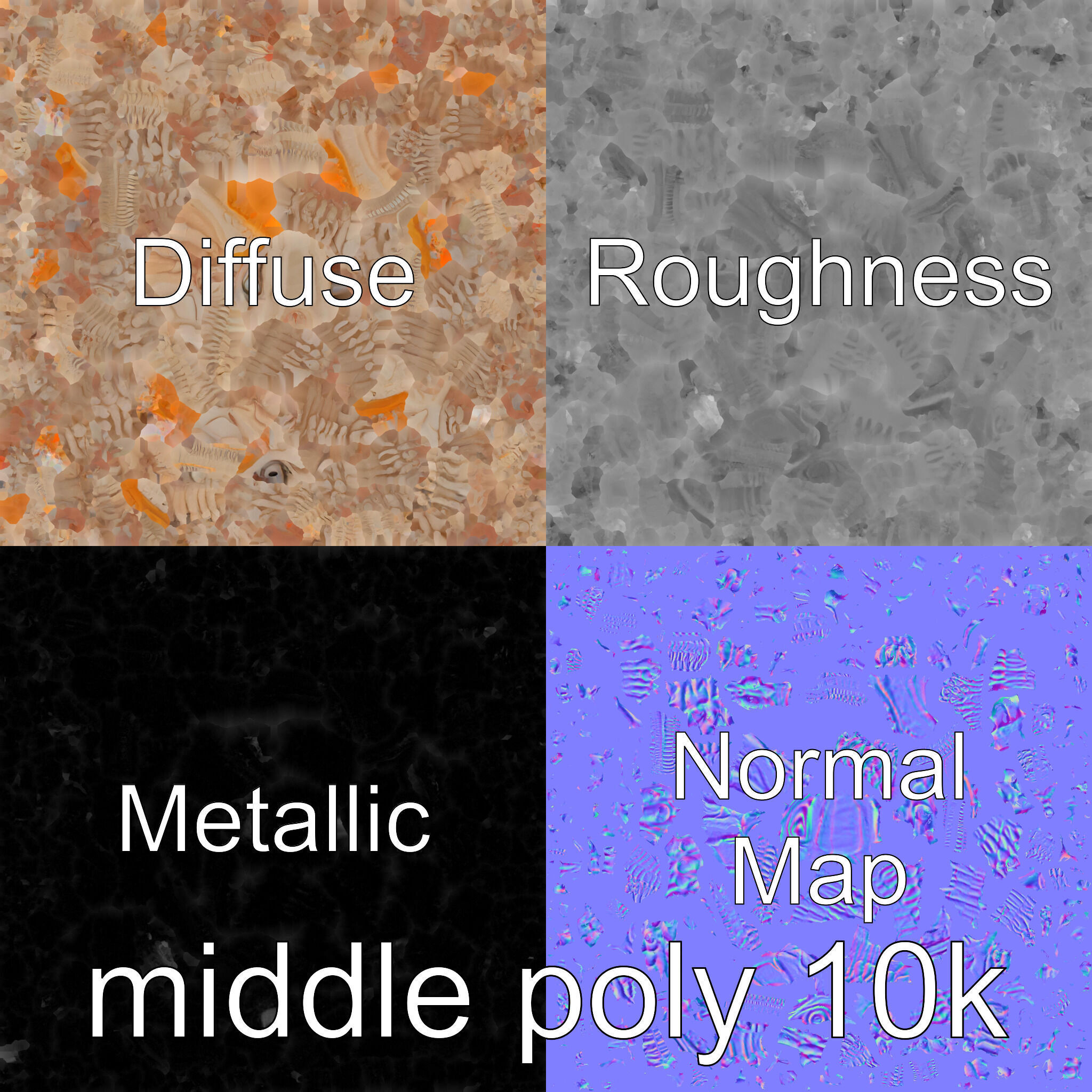 Amorphous Monster with Snakelike Limbs Structure Low-poly 3D model_23