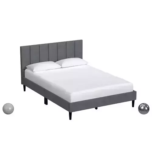 Home Fare Vertically Channeled King Upholstered Platform Bed 