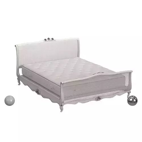 Louis XV Caned Painted Bed 3D model