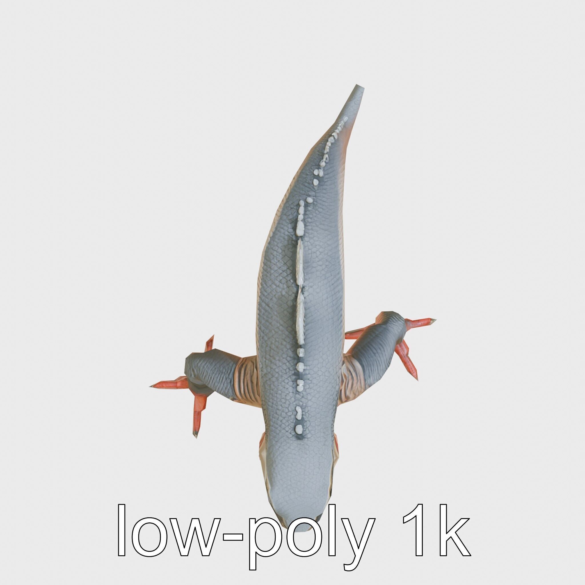Slick-Scaled Monster with Teeth and Suction Cup Limbs 3D Model Low-poly 3D model_4