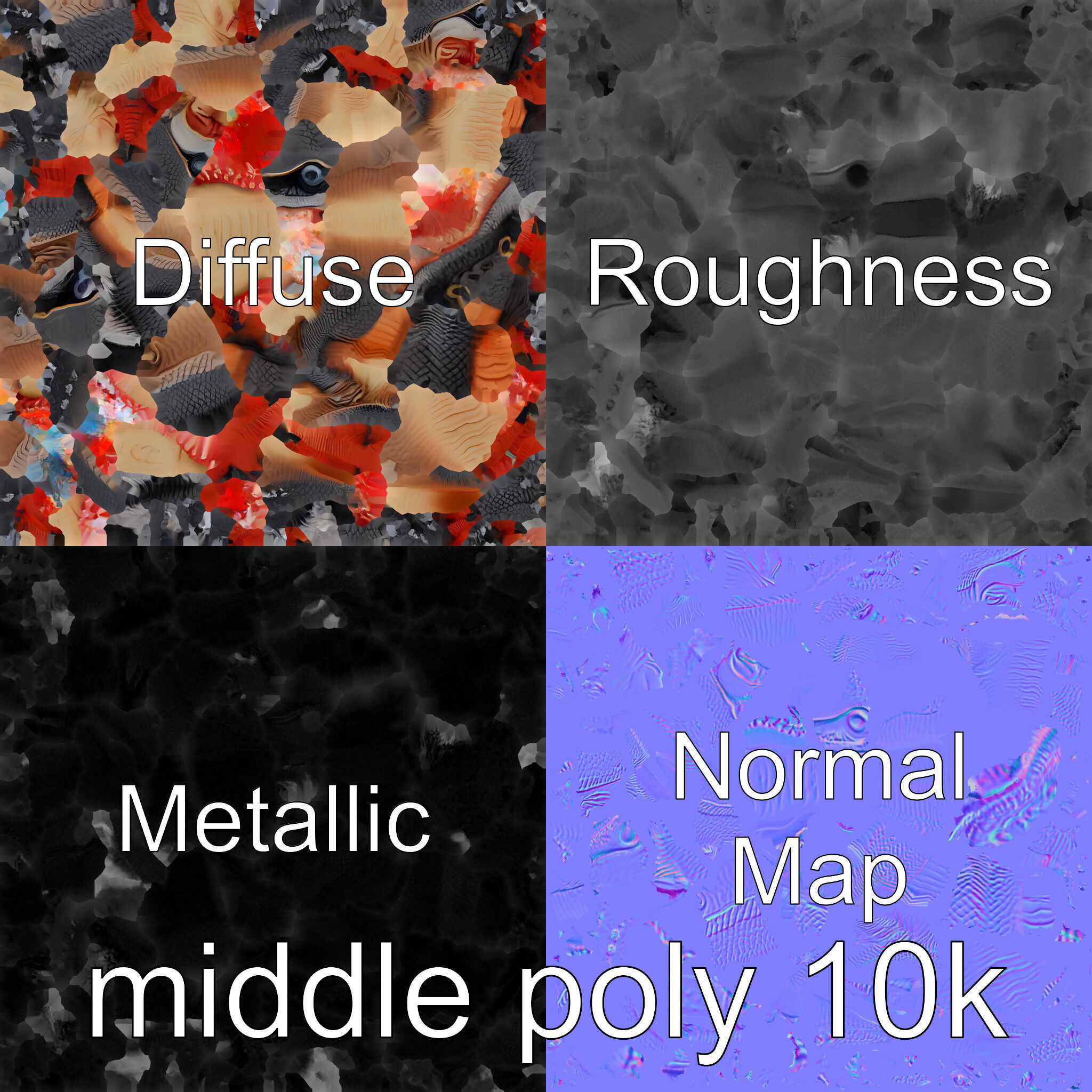 Slick-Scaled Monster with Teeth and Suction Cup Limbs 3D Model Low-poly 3D model_26