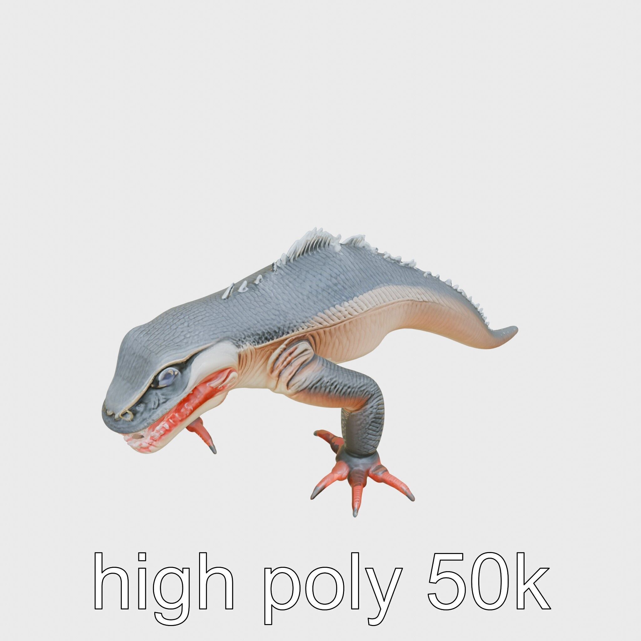 Slick-Scaled Monster with Teeth and Suction Cup Limbs 3D Model Low-poly 3D model_5