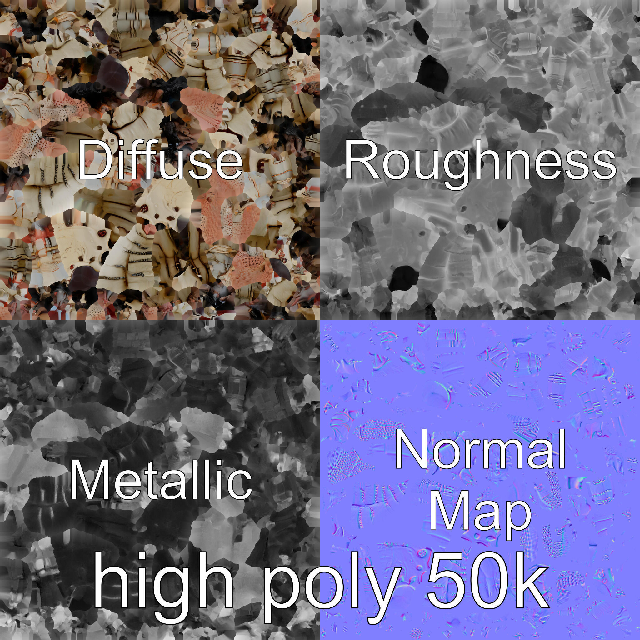 Metallic Insectoid Monster with Spiked Armor Low-poly 3D model_24