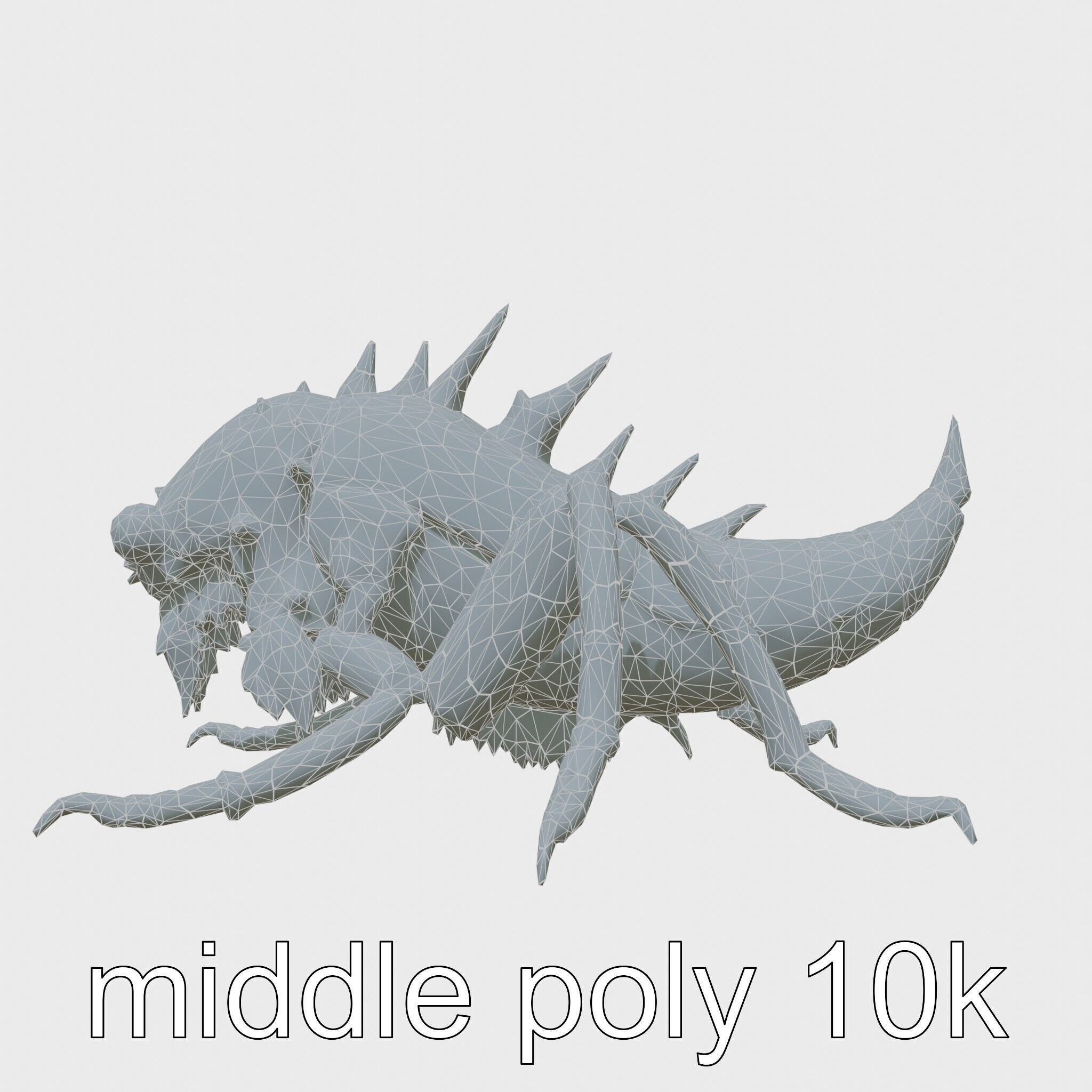 Metallic Insectoid Monster with Spiked Armor Low-poly 3D model_13