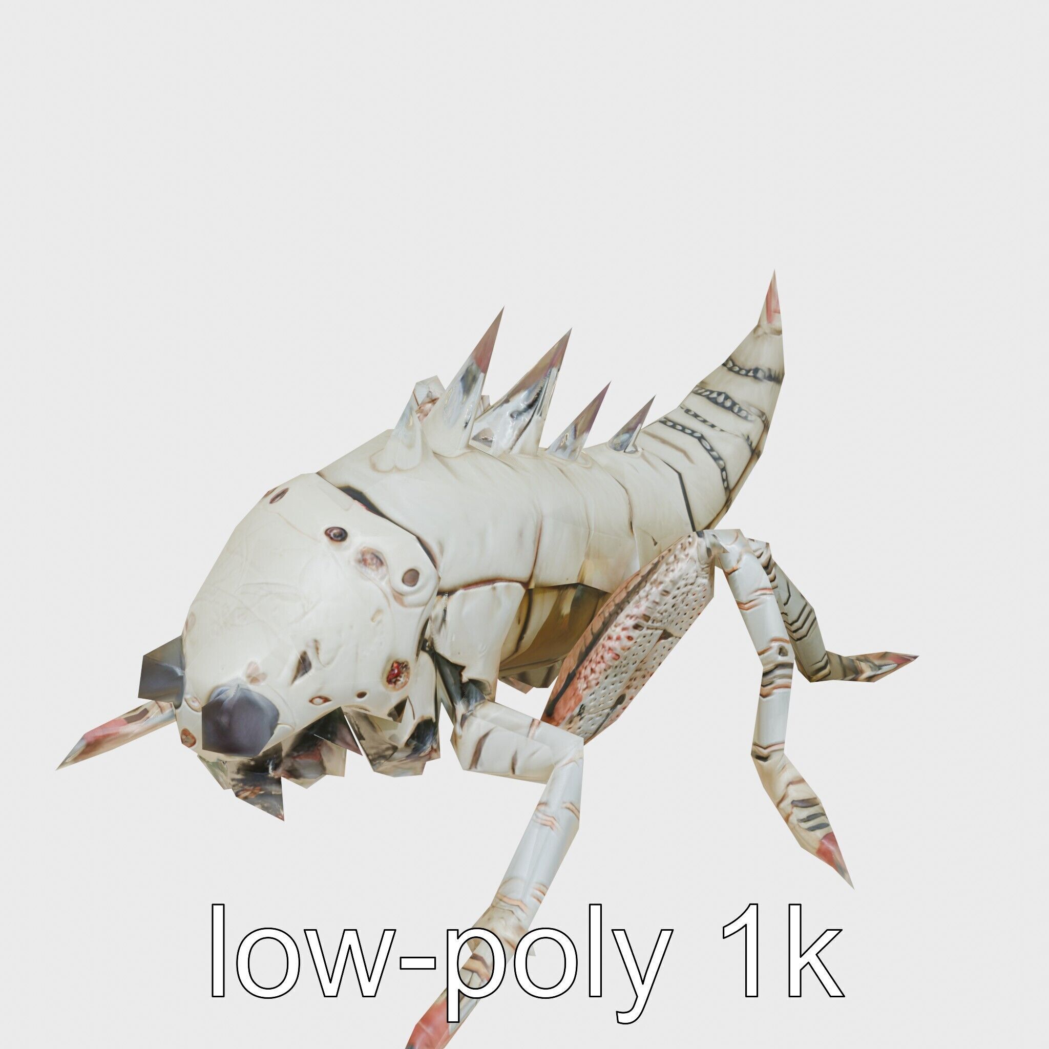 Metallic Insectoid Monster with Spiked Armor Low-poly 3D model_21