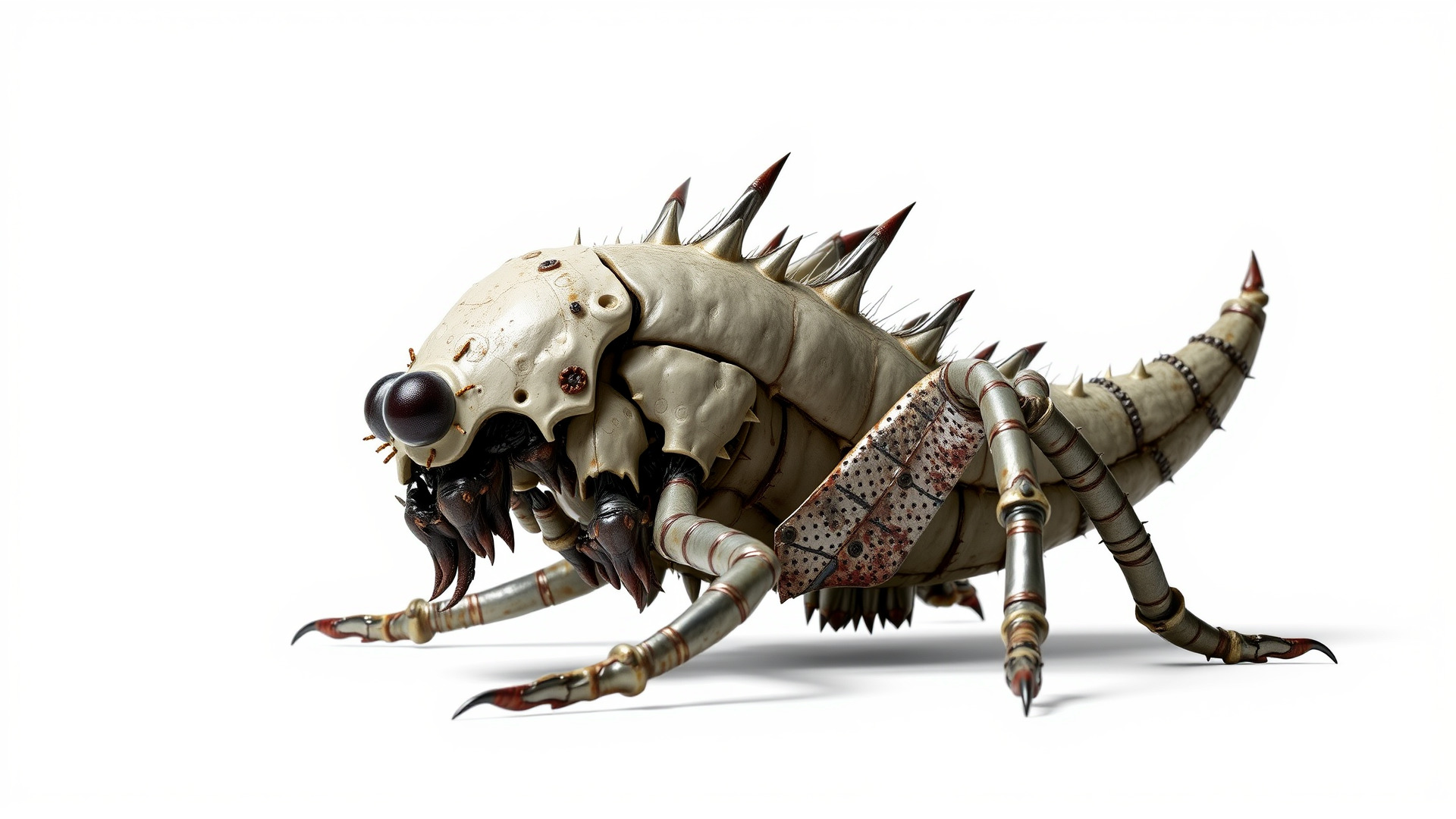 Metallic Insectoid Monster with Spiked Armor Low-poly 3D model_3