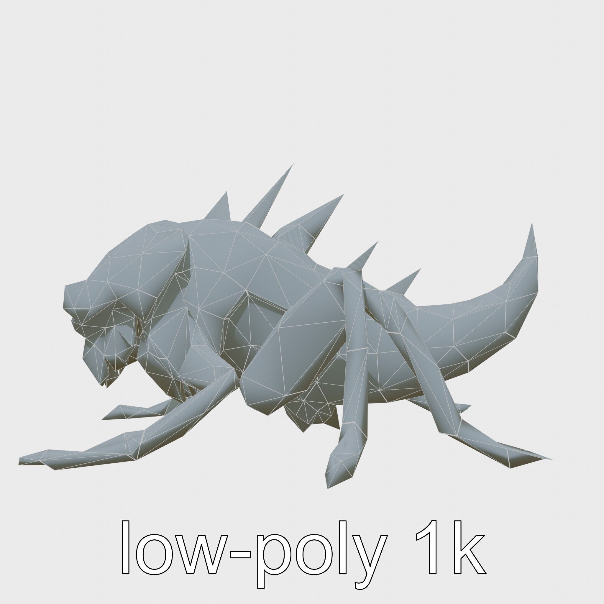 Metallic Insectoid Monster with Spiked Armor Low-poly 3D model_23