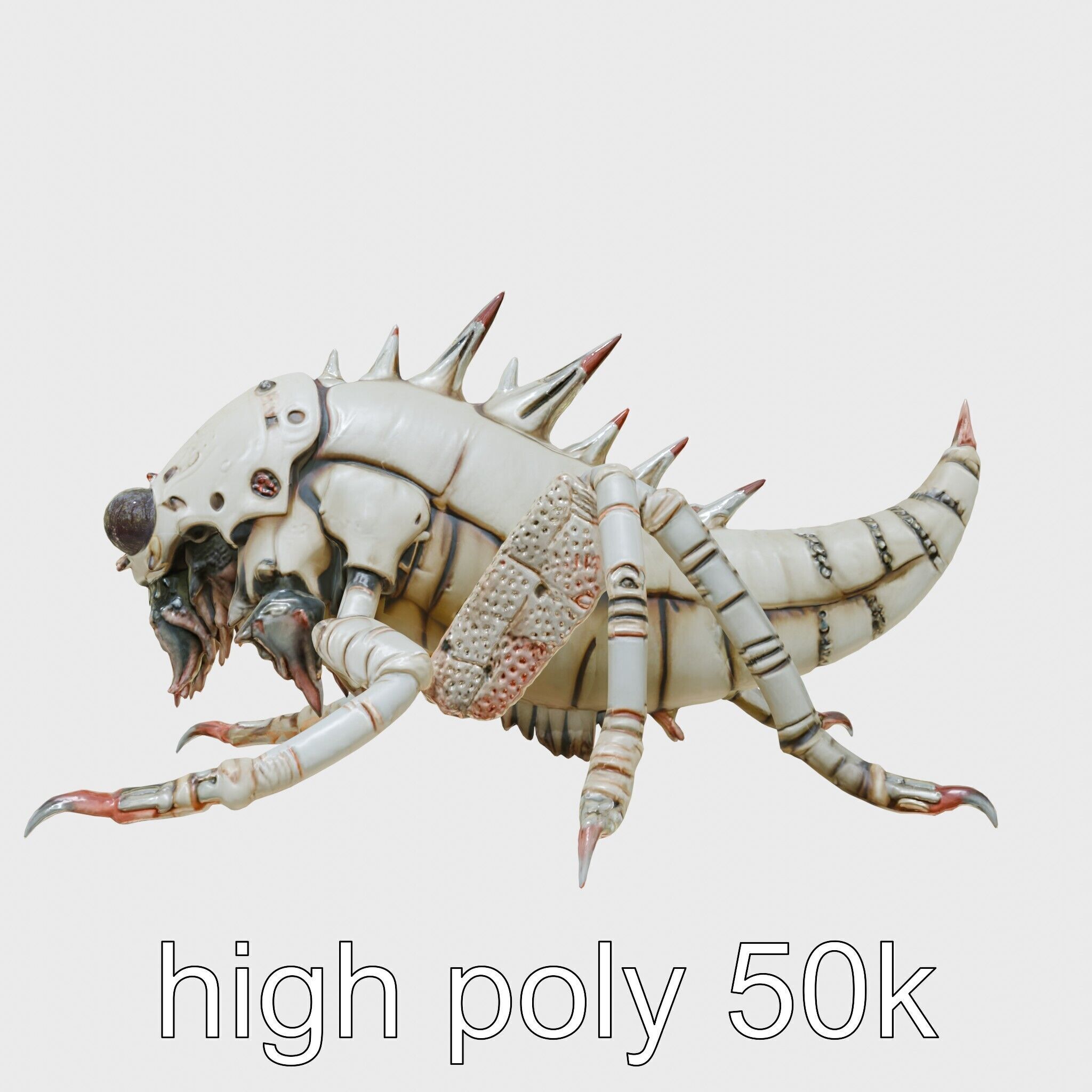 Metallic Insectoid Monster with Spiked Armor Low-poly 3D model_22