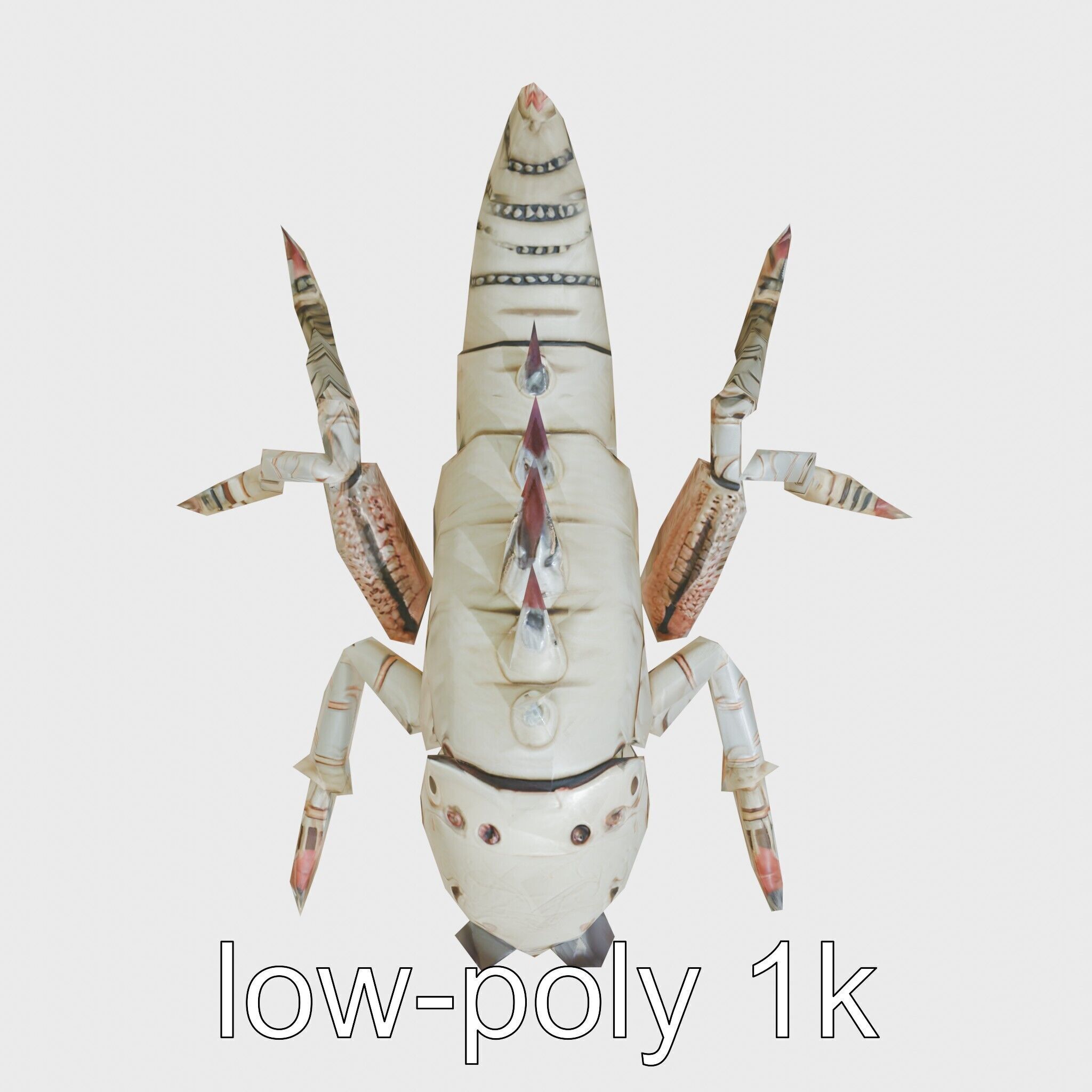 Metallic Insectoid Monster with Spiked Armor Low-poly 3D model_17