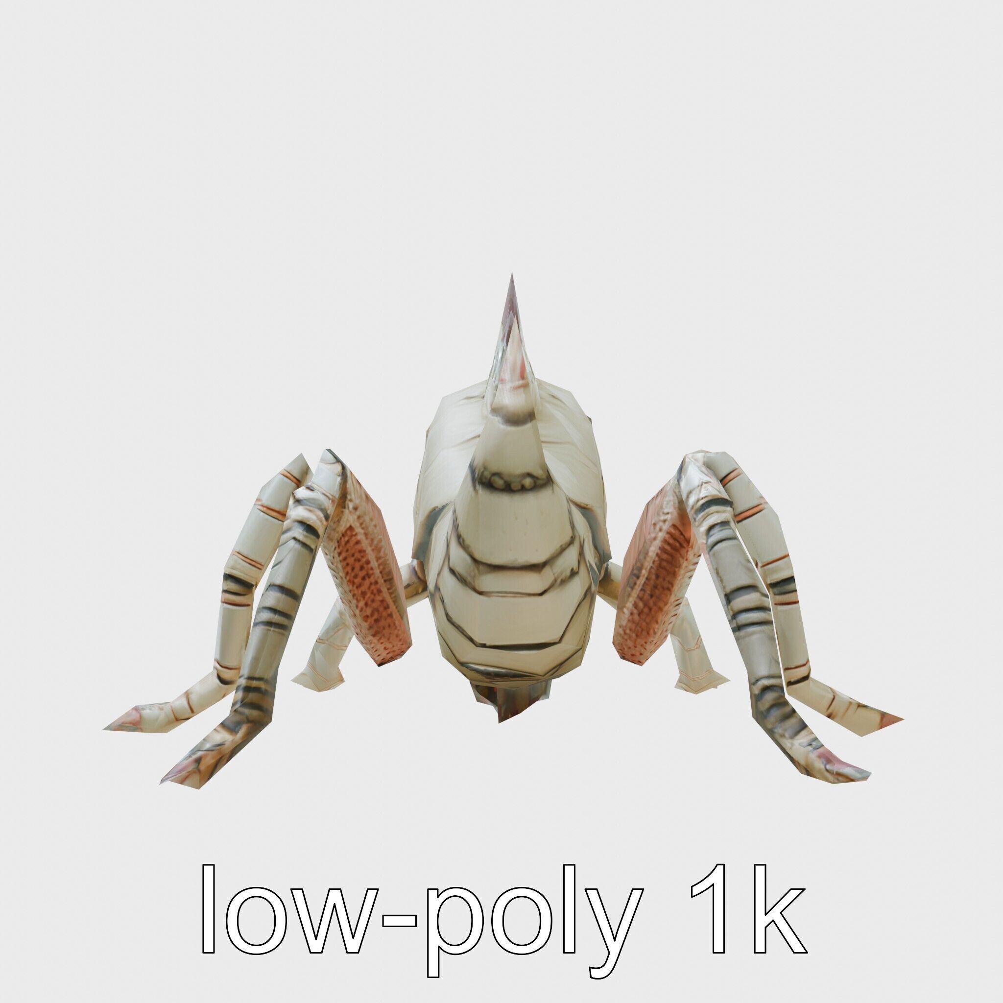 Metallic Insectoid Monster with Spiked Armor Low-poly 3D model_4