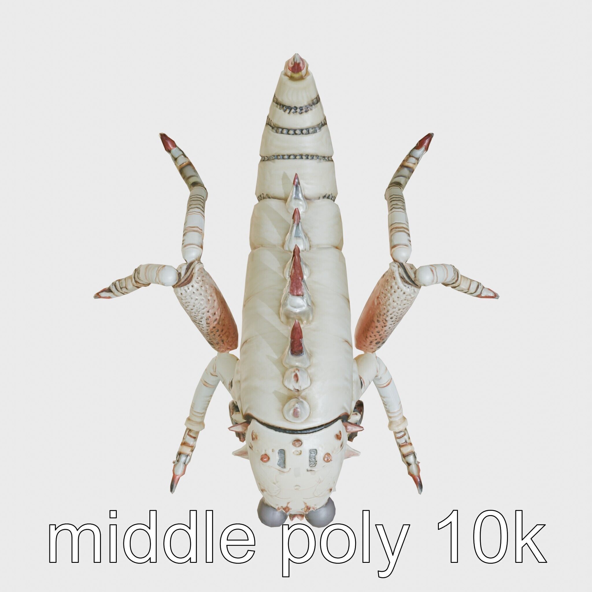 Metallic Insectoid Monster with Spiked Armor Low-poly 3D model_28