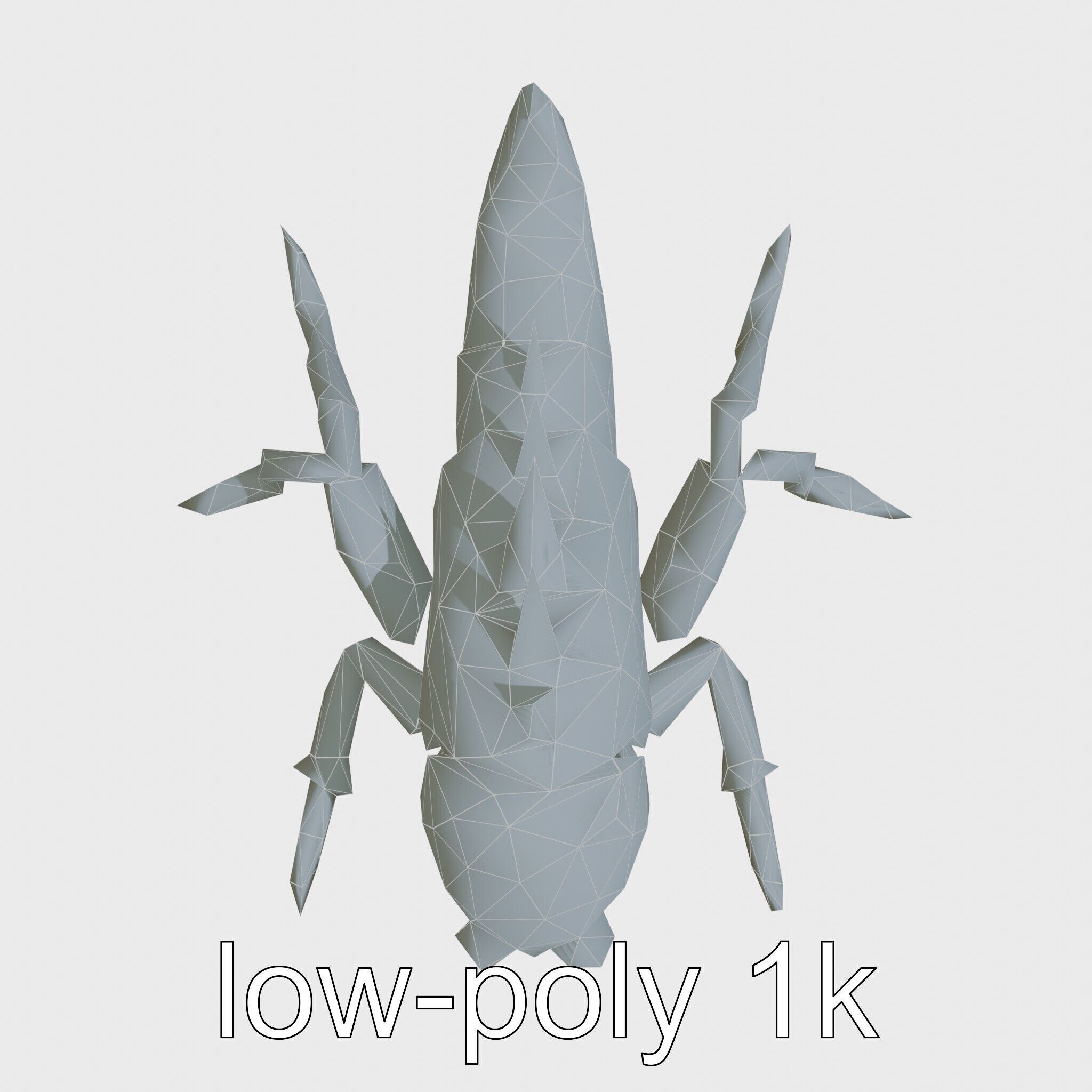 Metallic Insectoid Monster with Spiked Armor Low-poly 3D model_25