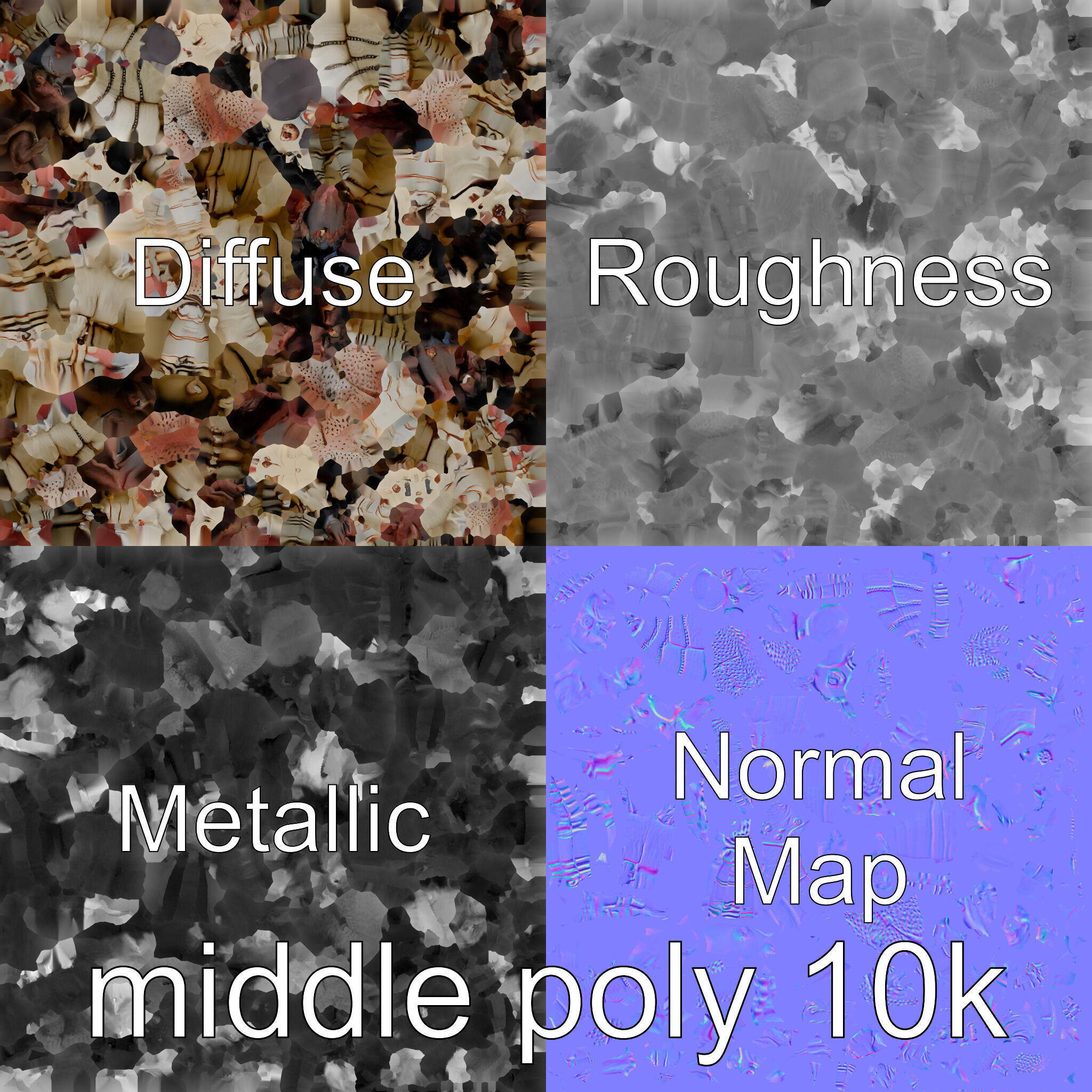 Metallic Insectoid Monster with Spiked Armor Low-poly 3D model_30