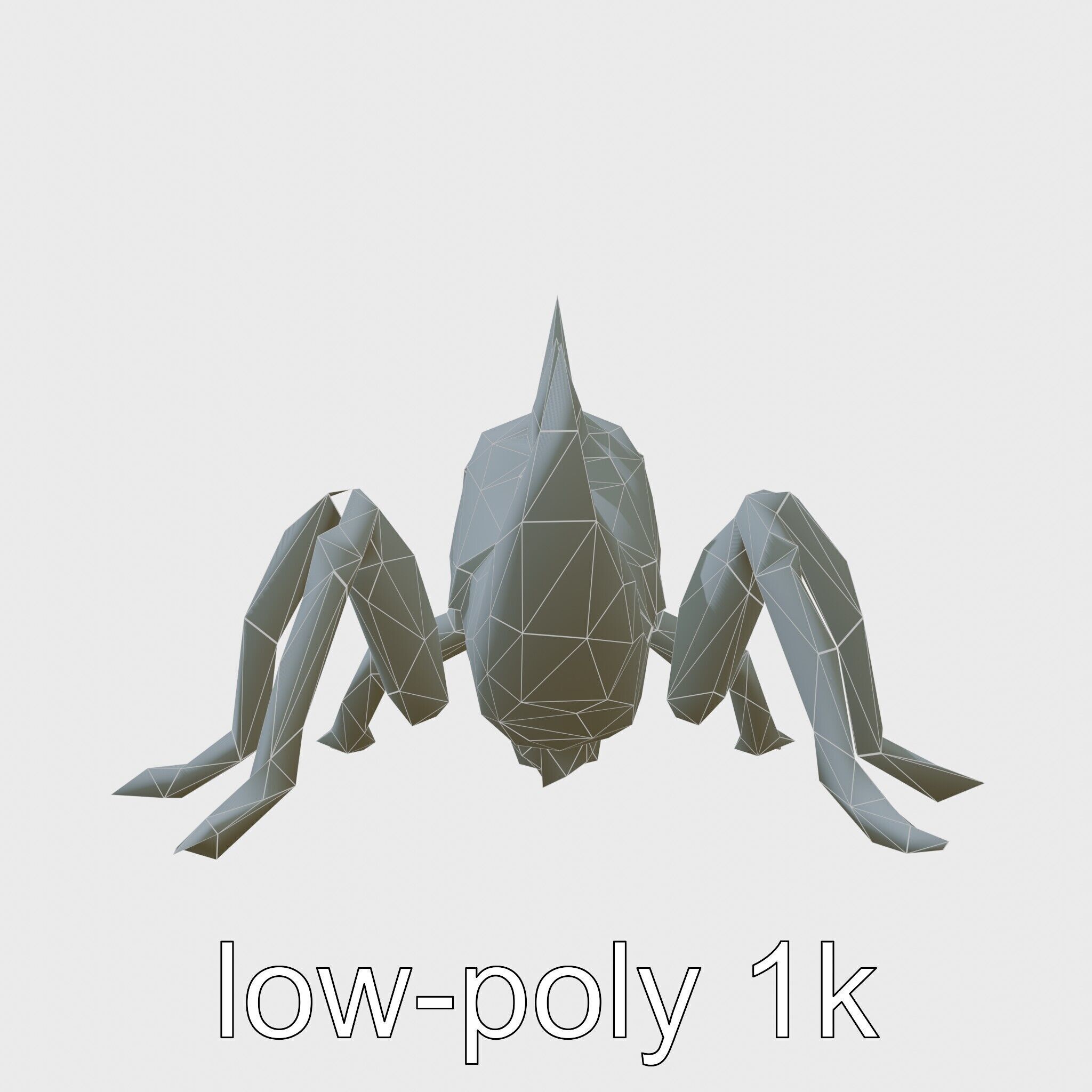Metallic Insectoid Monster with Spiked Armor Low-poly 3D model_7