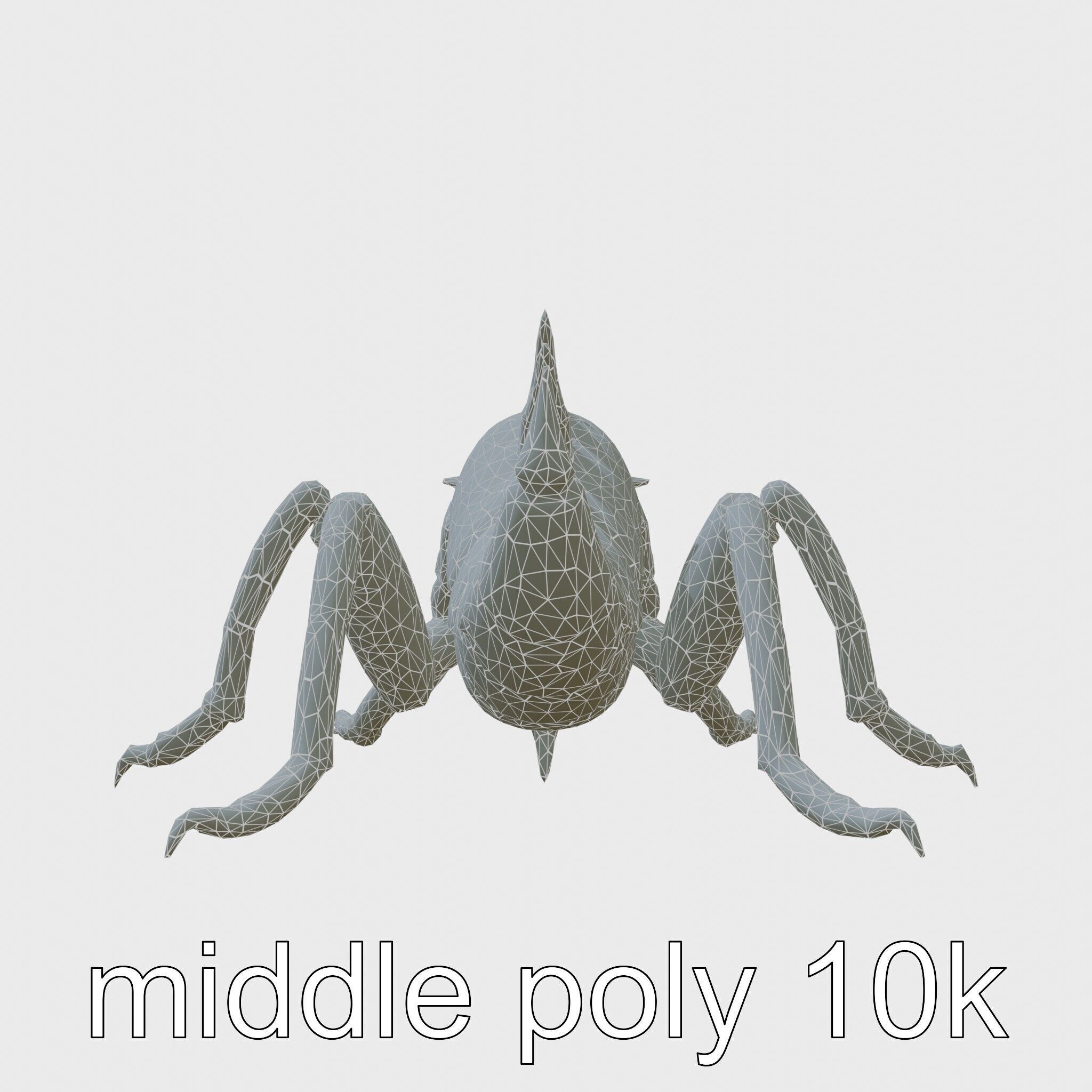 Metallic Insectoid Monster with Spiked Armor Low-poly 3D model_6