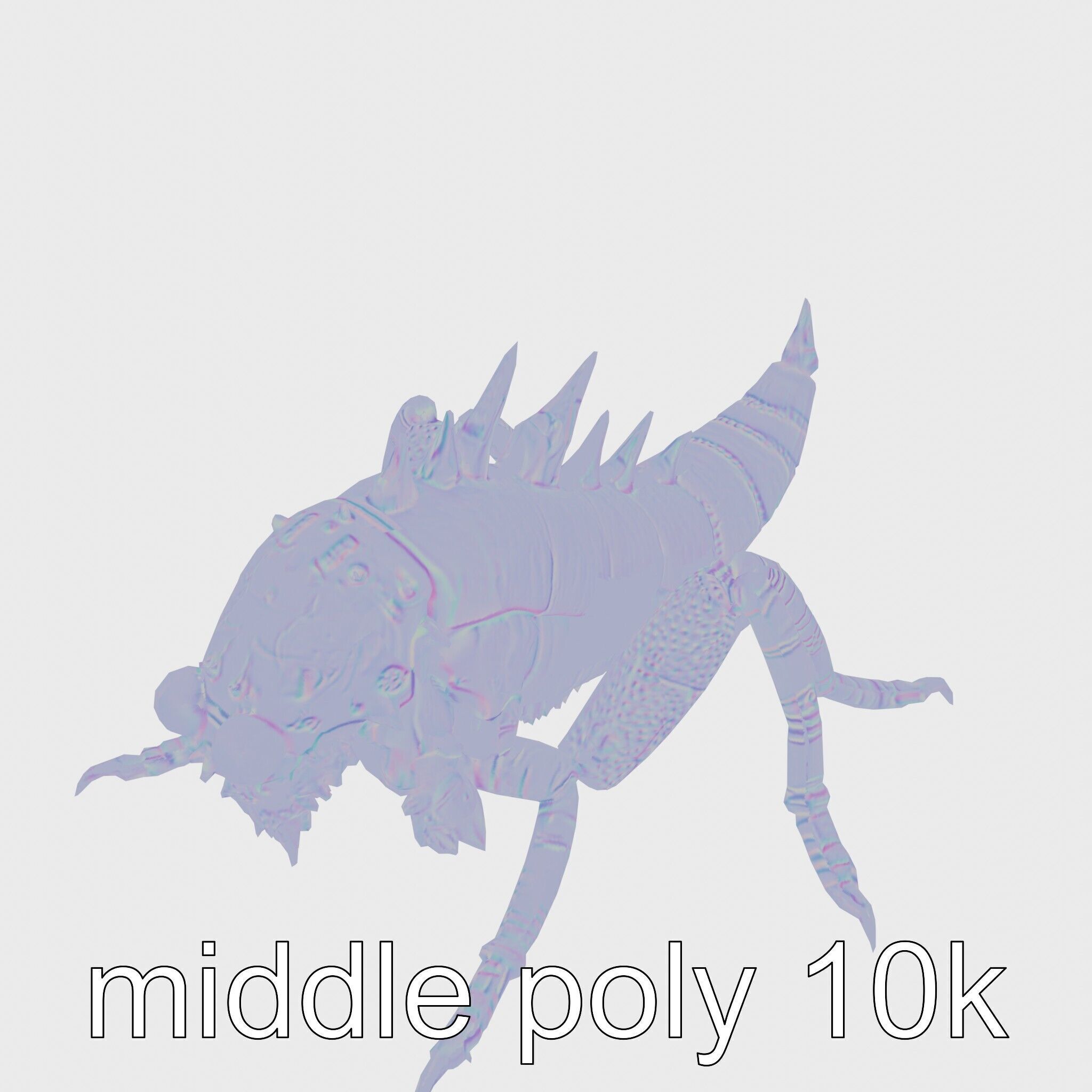 Metallic Insectoid Monster with Spiked Armor Low-poly 3D model_14