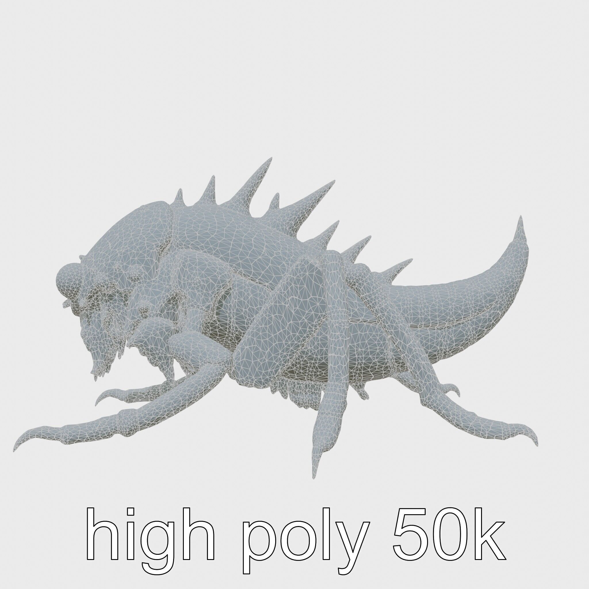 Metallic Insectoid Monster with Spiked Armor Low-poly 3D model_19