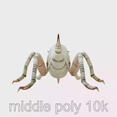 Metallic Insectoid Monster with Spiked Armor Low-poly 3D model