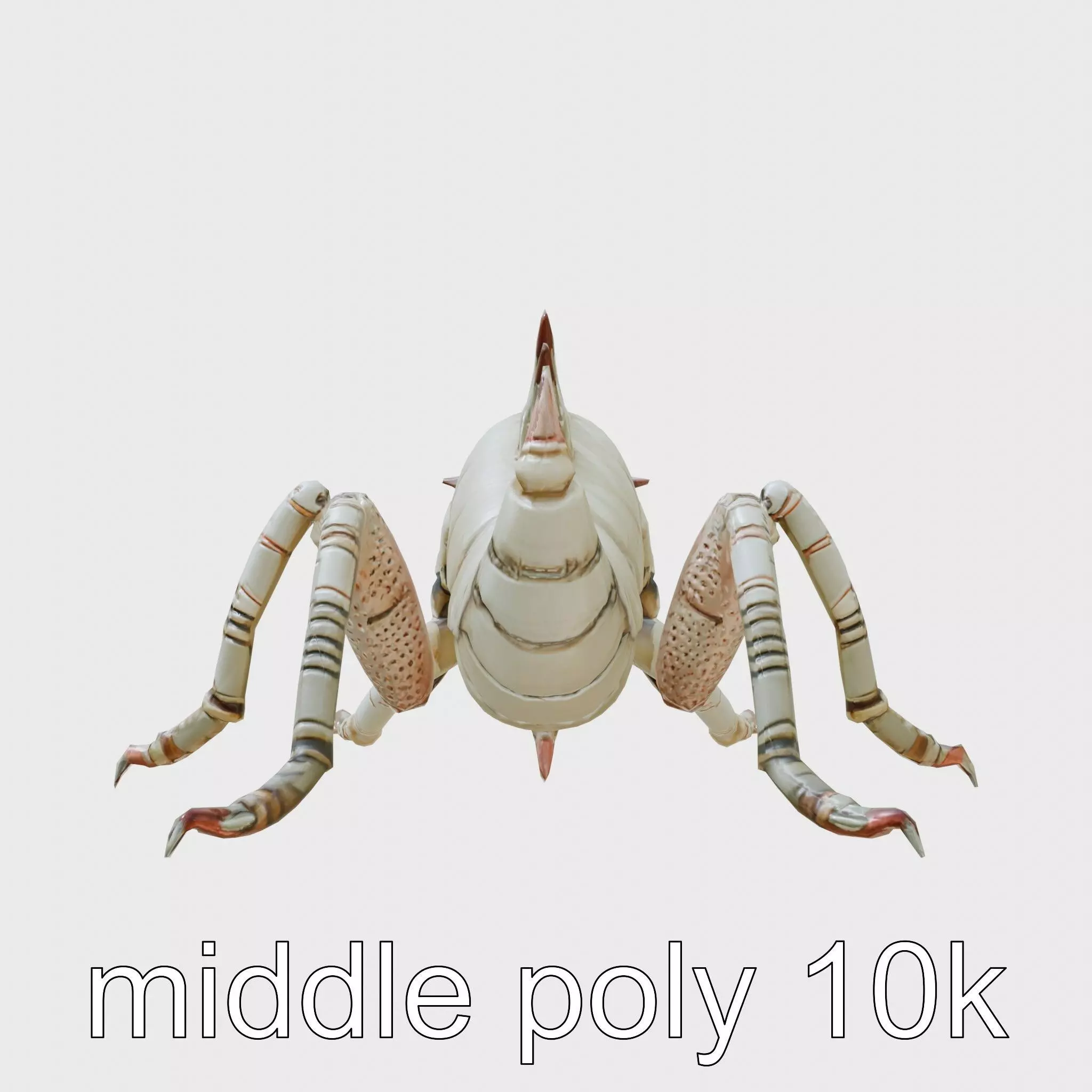 Metallic Insectoid Monster with Spiked Armor Low-poly 3D model_0