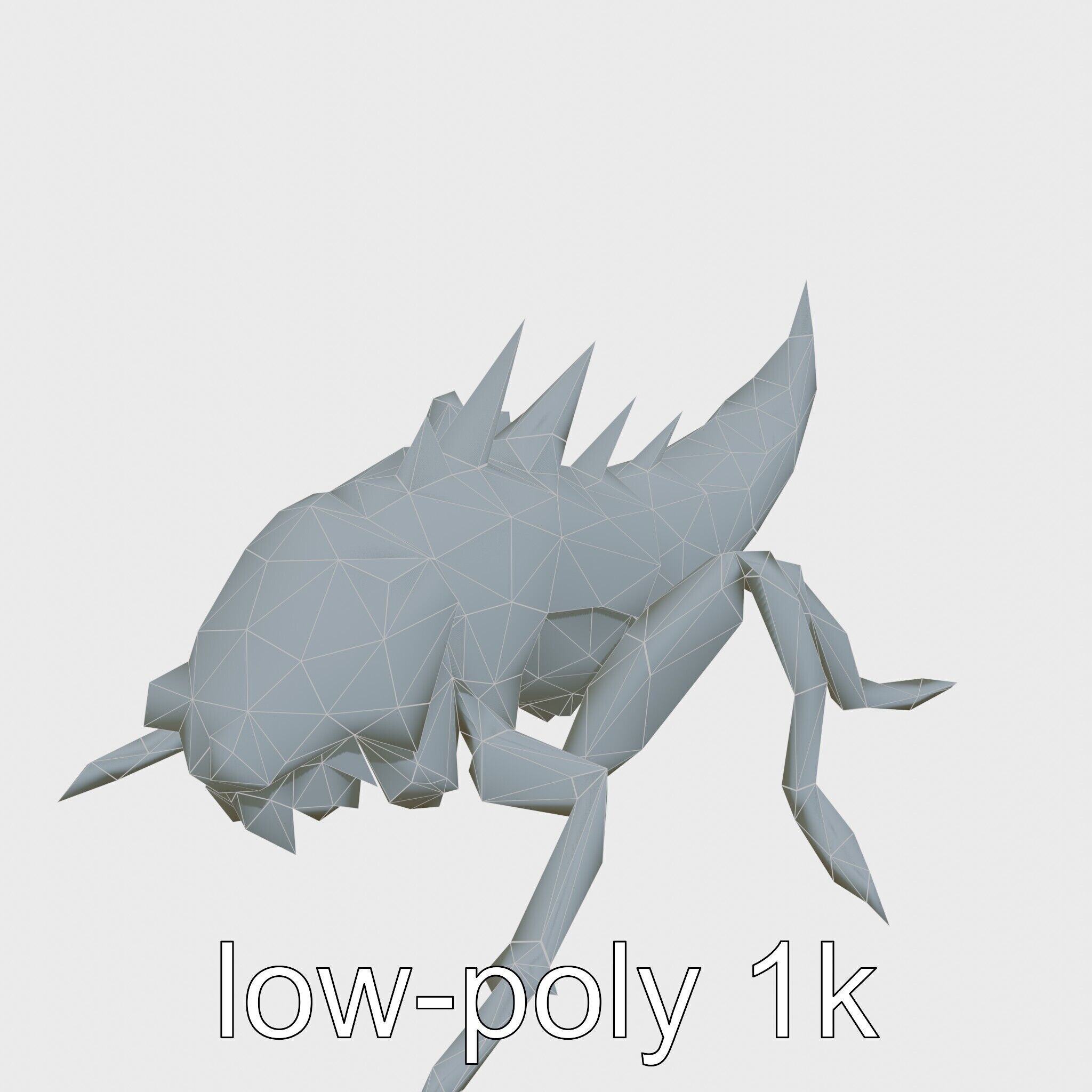 Metallic Insectoid Monster with Spiked Armor Low-poly 3D model_20