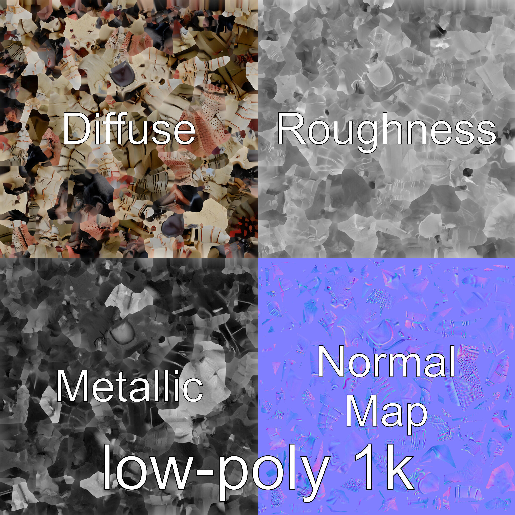 Metallic Insectoid Monster with Spiked Armor Low-poly 3D model_1