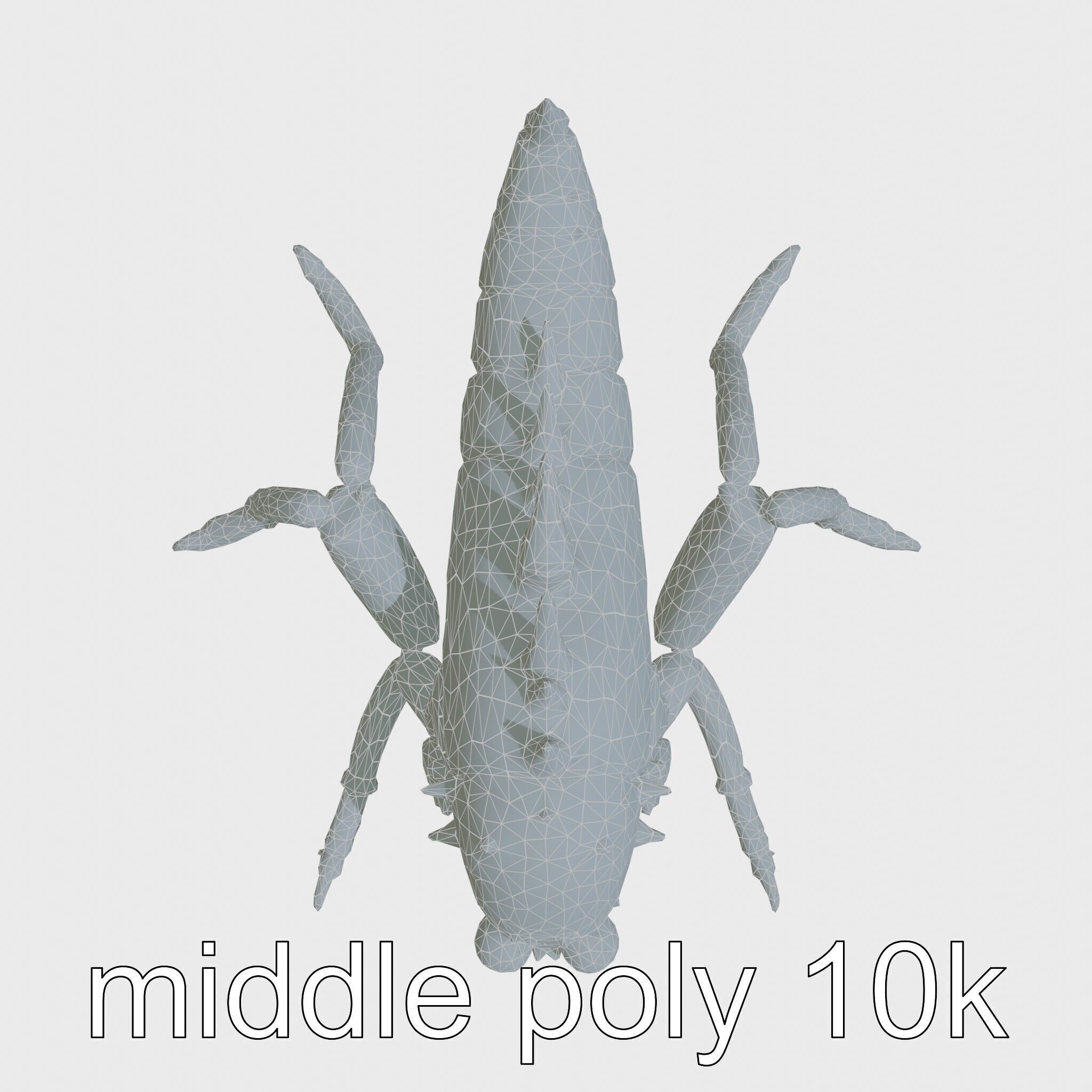Metallic Insectoid Monster with Spiked Armor Low-poly 3D model_11