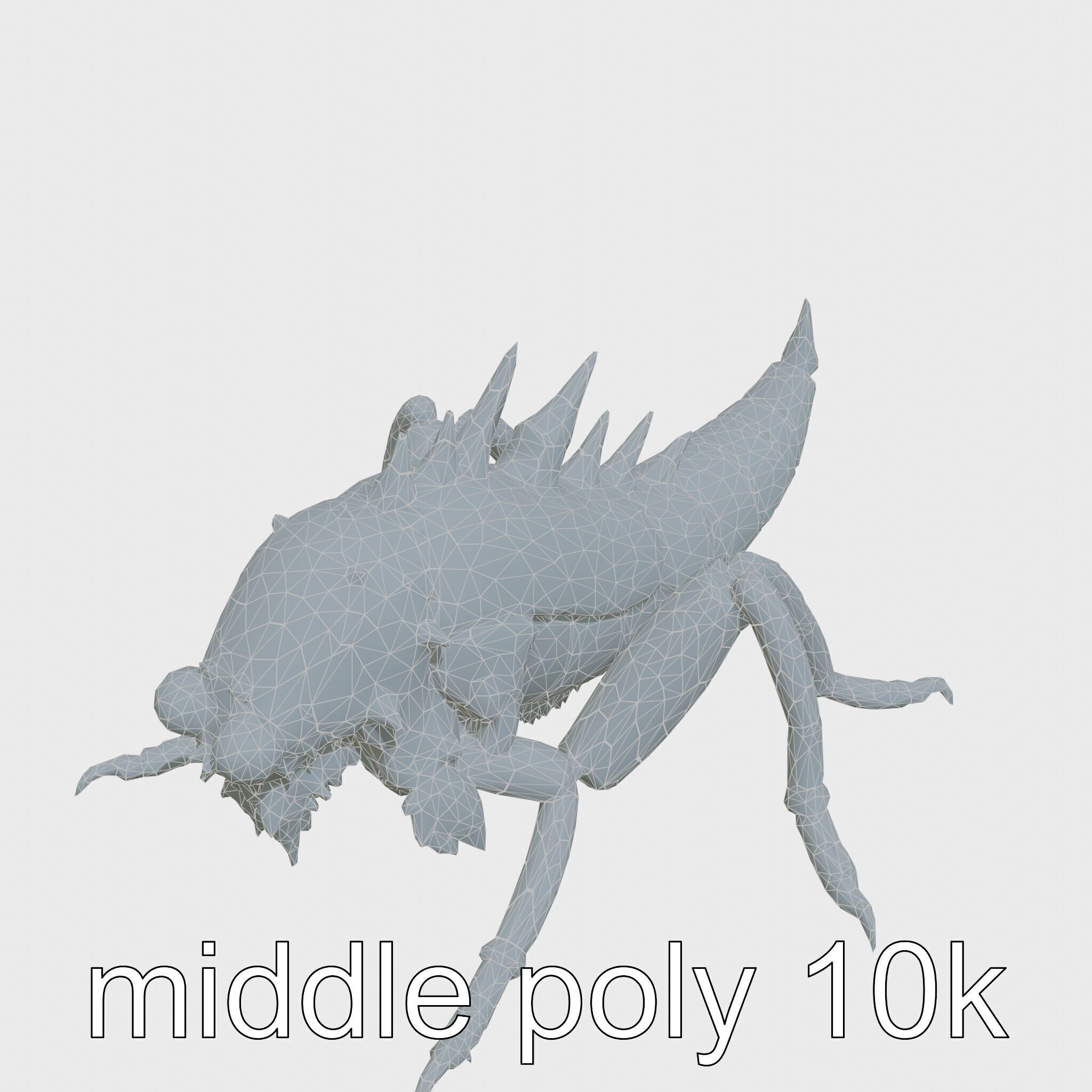 Metallic Insectoid Monster with Spiked Armor Low-poly 3D model_12