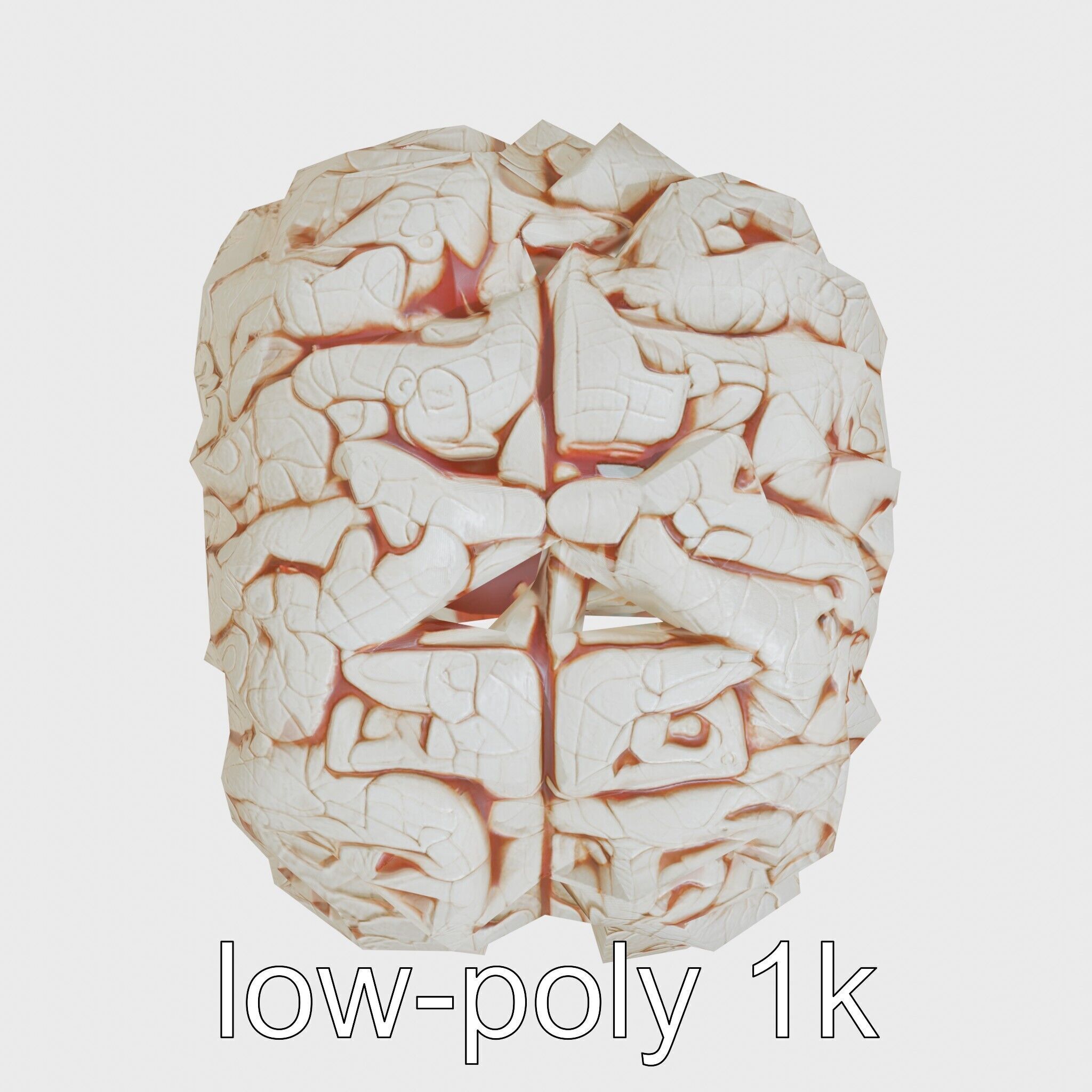 Futuristic Mechanical Brain Model Low-poly 3D model_4